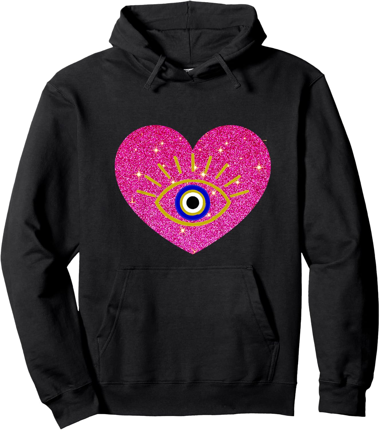Pink Heart Cute Evil Eye Protection Toddler's and Children Hoodie - Hoodie | Black