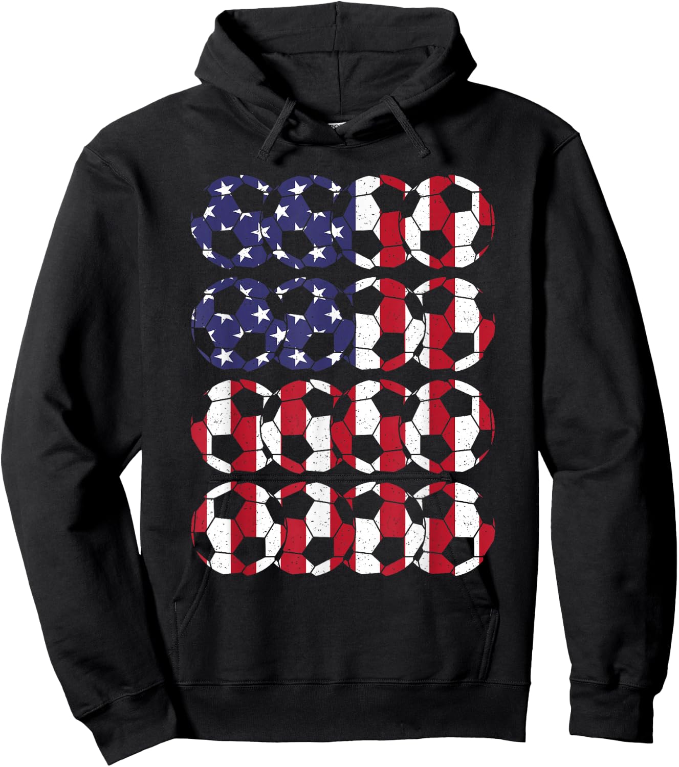 American Flag Soccer Ball Soccer Player Men Women Kids Hoodie - Hoodie | Black