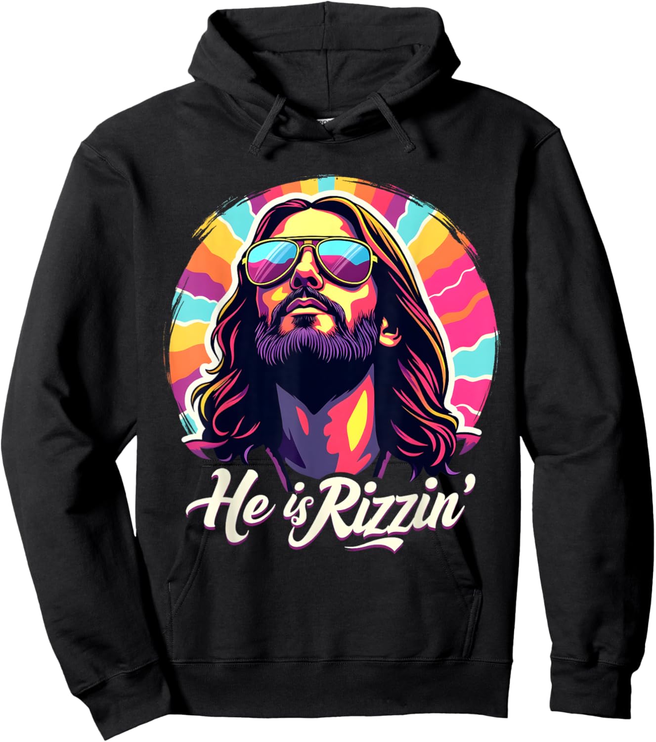 Retro Vintage Jesus Christian He Is Rizzin' Jesus Is Rizzen Hoodie - Hoodie | Black