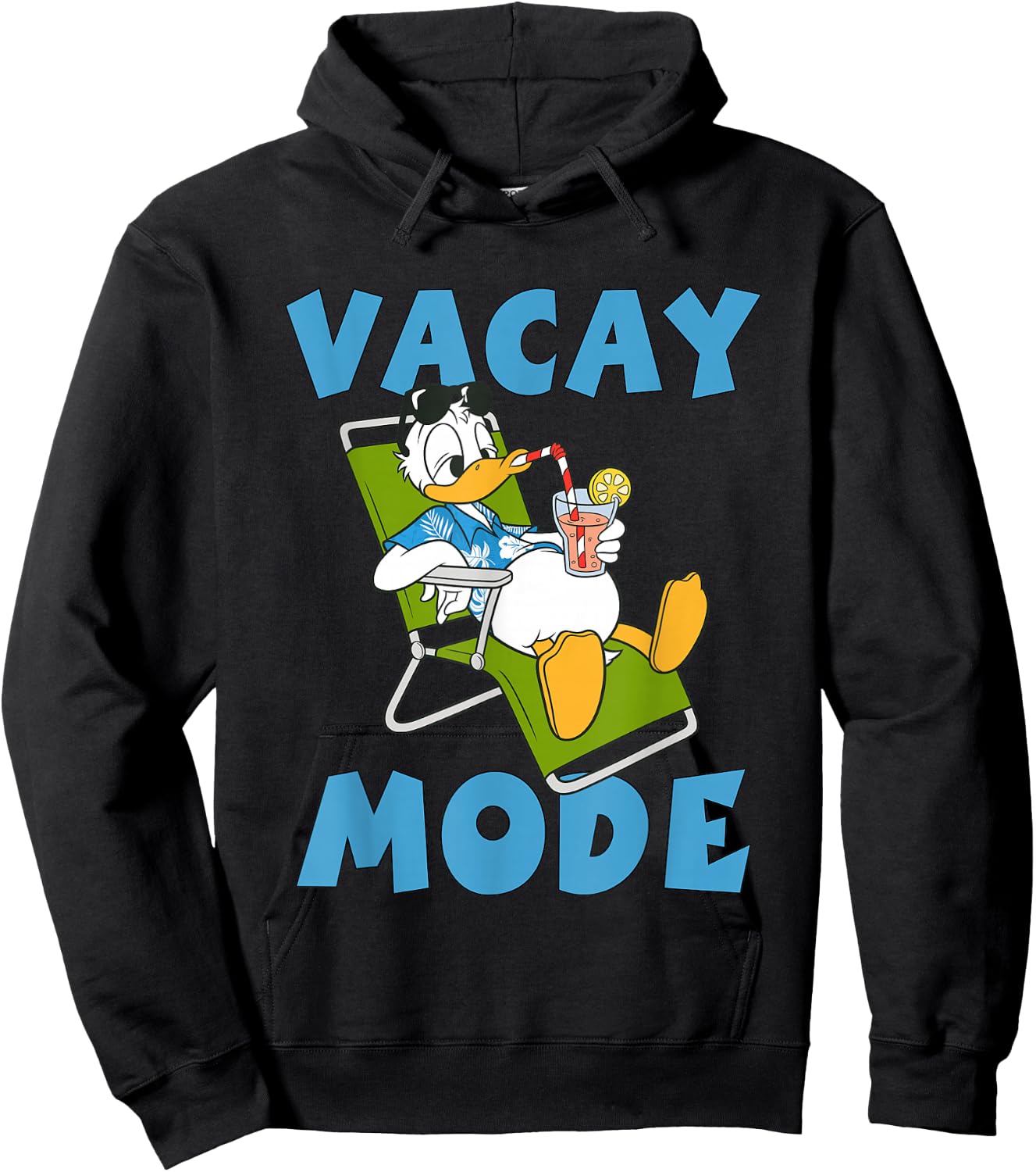 Disney Mickey and Friends Donald Vacay Mode Big Chest Logo Hoodie - Hoodie | Black