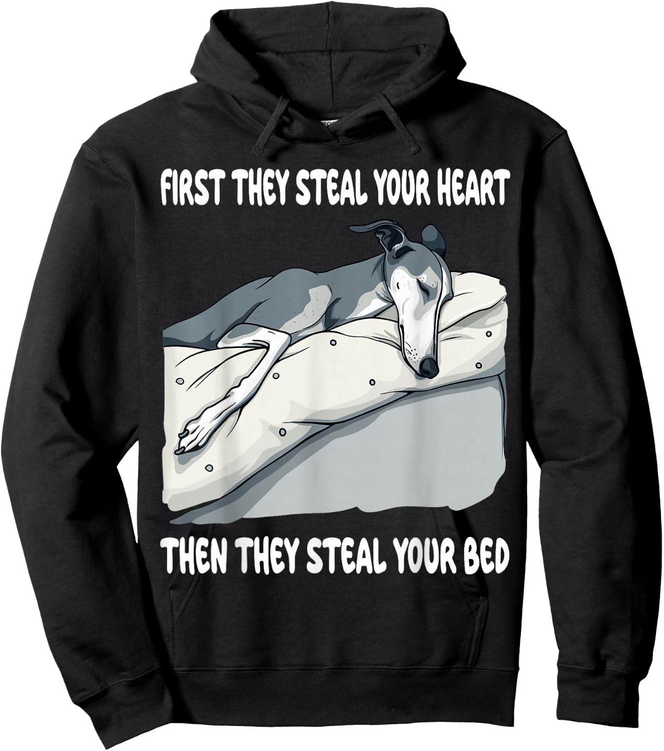 Greyhound Sleeping Pajamas Nightgown Hoodie - Hoodie | Black