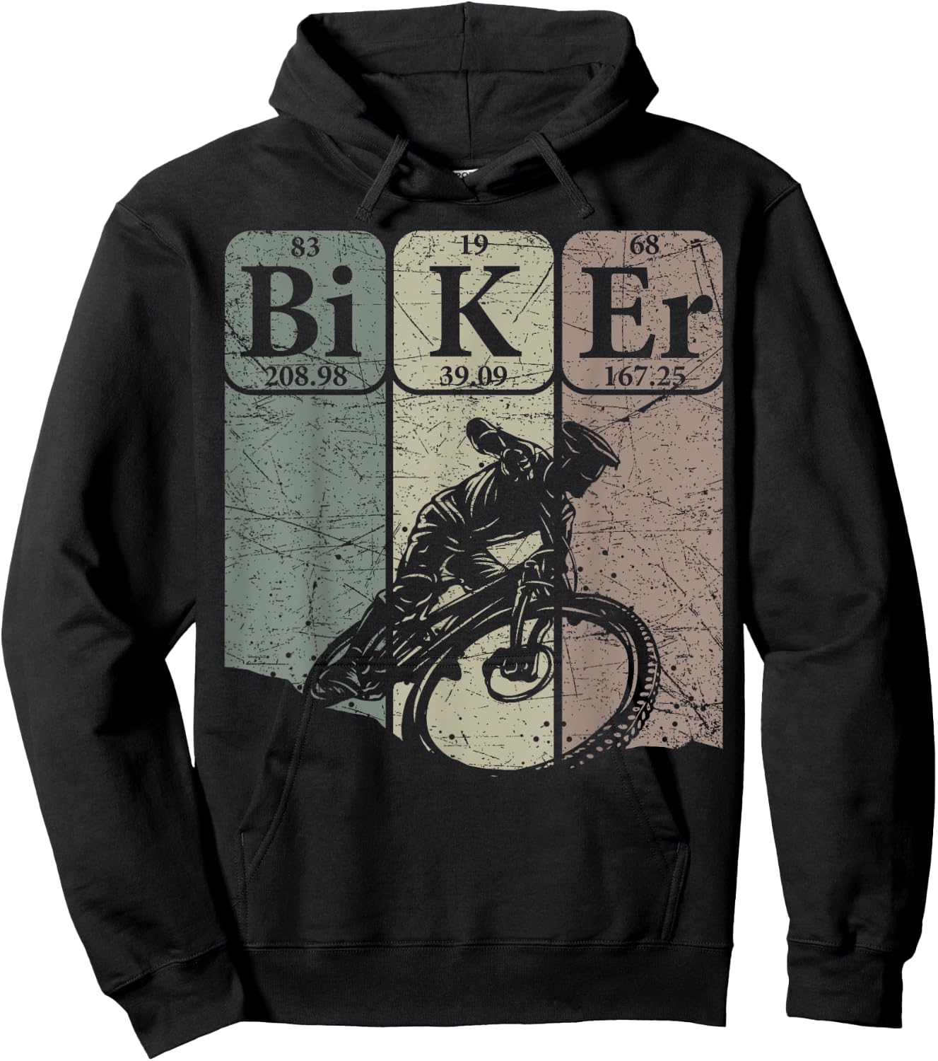 Mountain Biker Periodic Table Elements MTB Bike Nerd Vintage Hoodie - Hoodie | Black
