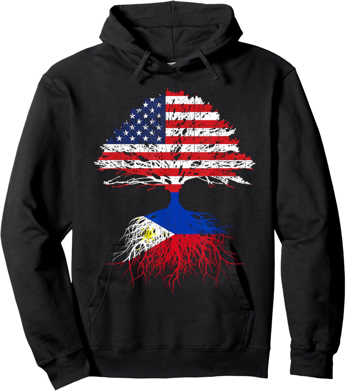 Filipino Roots American Grown Philippines Flag Shirt Gift Hoodie - Hoodie | Black