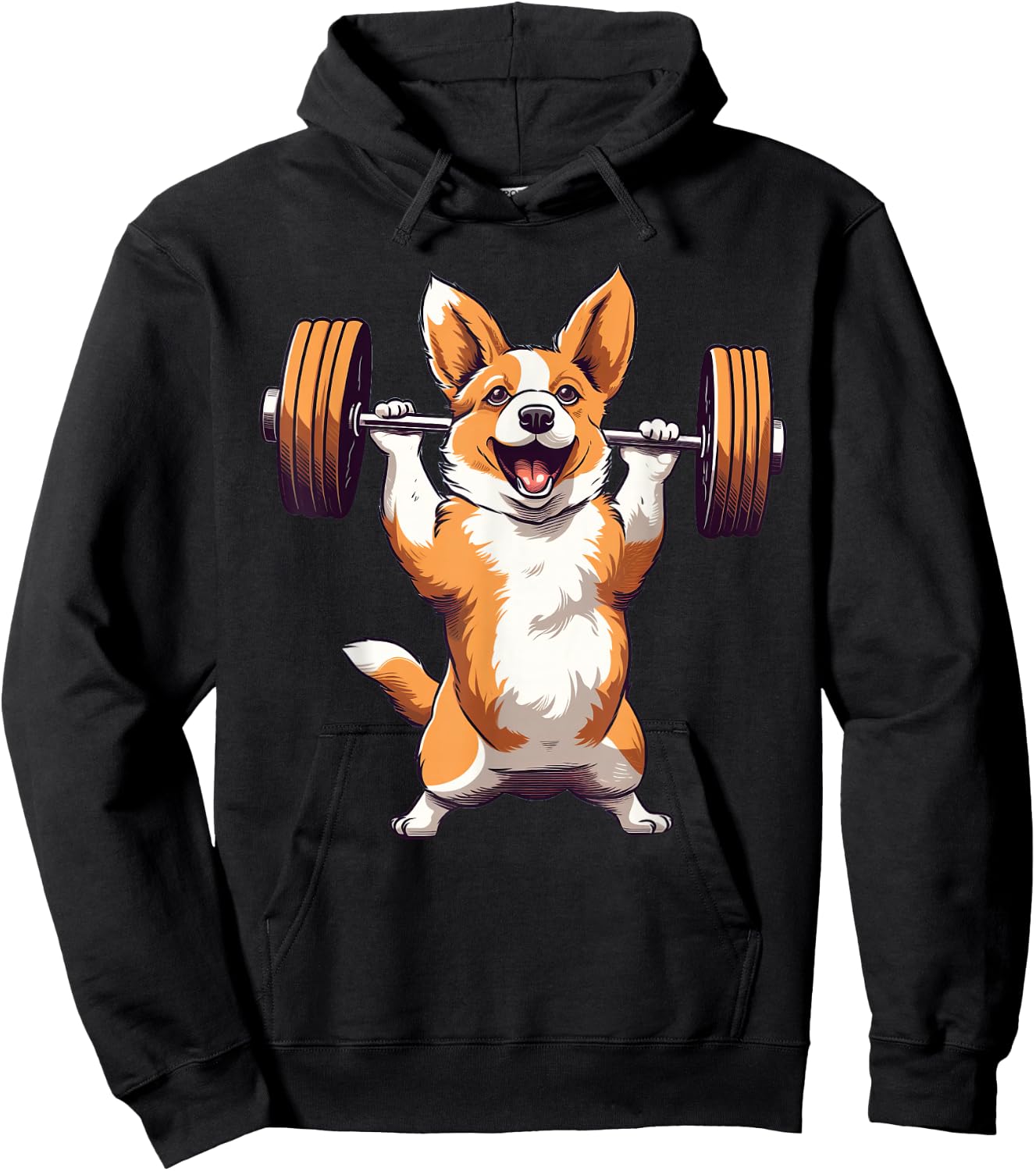 Corgi Dog Powerlifting Weightlifting Gym Workout Hoodie - Hoodie | Black