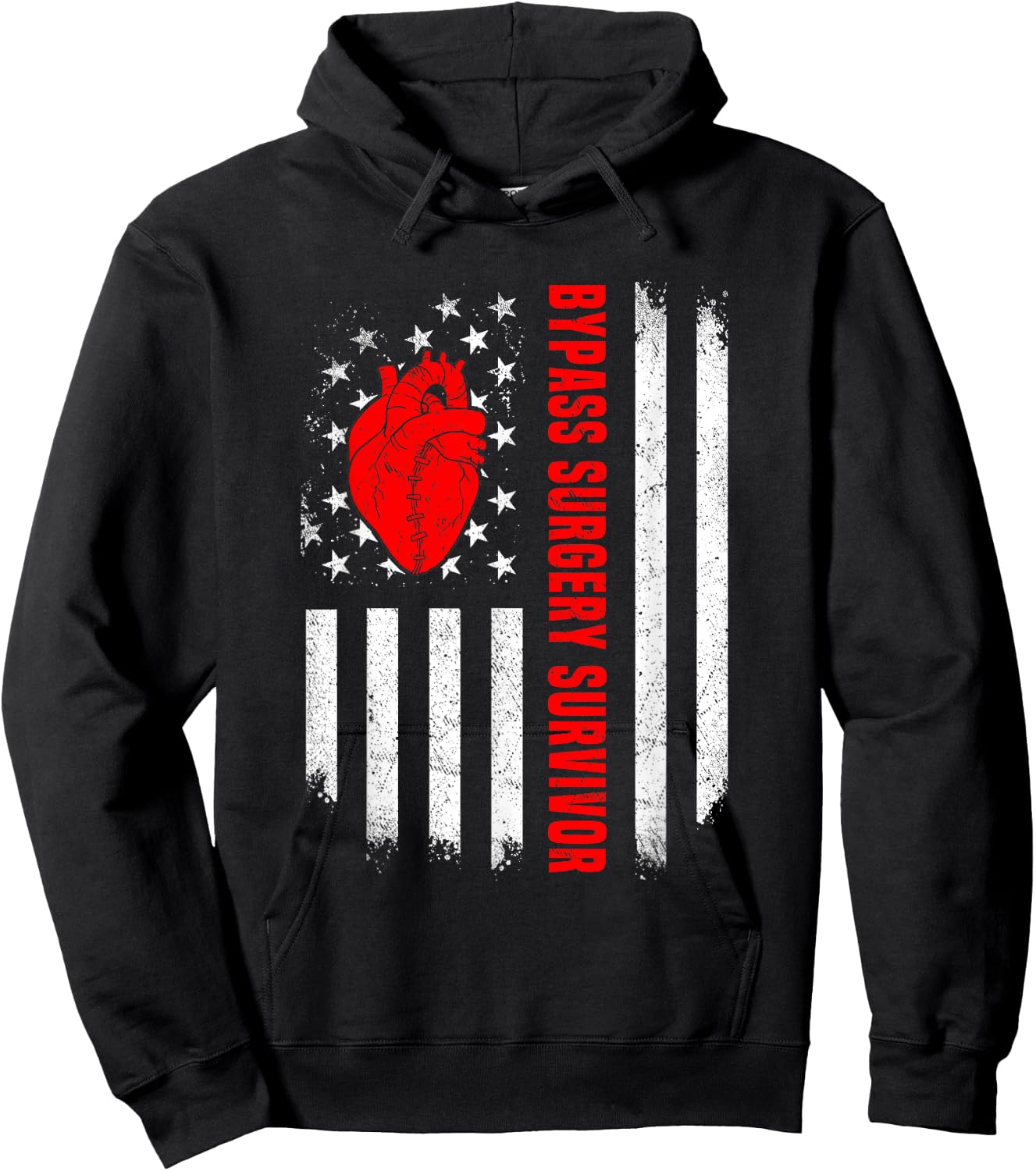American Flag Bypass Surgery Survivor CABG Recovery USA Women Men Hoodie - Hoodie | Black