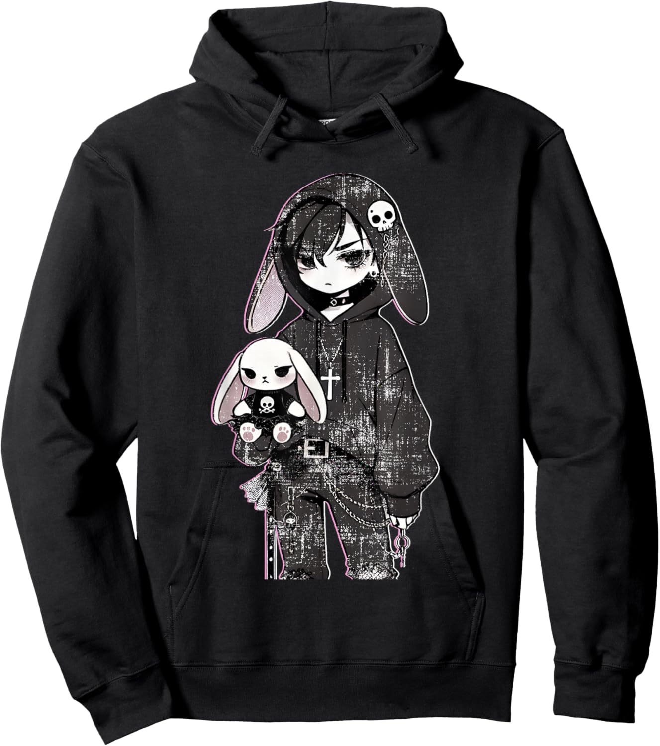 Grunge Bunny Anime Gothic Girl Aesthetic E-Girl Vibes Style Hoodie - Hoodie | Black