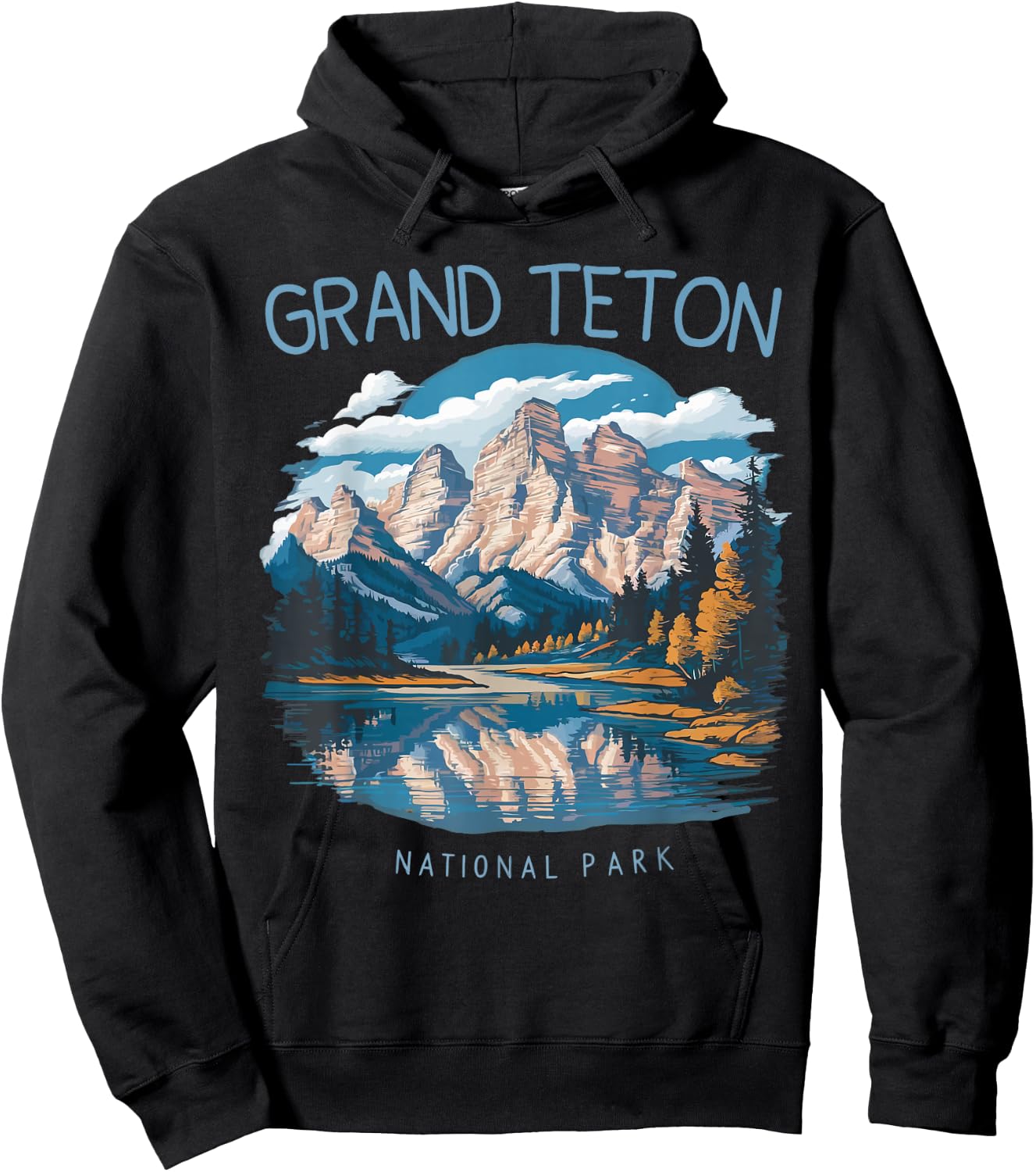Retro Grand Teton Jenny Lake National Park Vintage Men Women Hoodie - Hoodie | Black