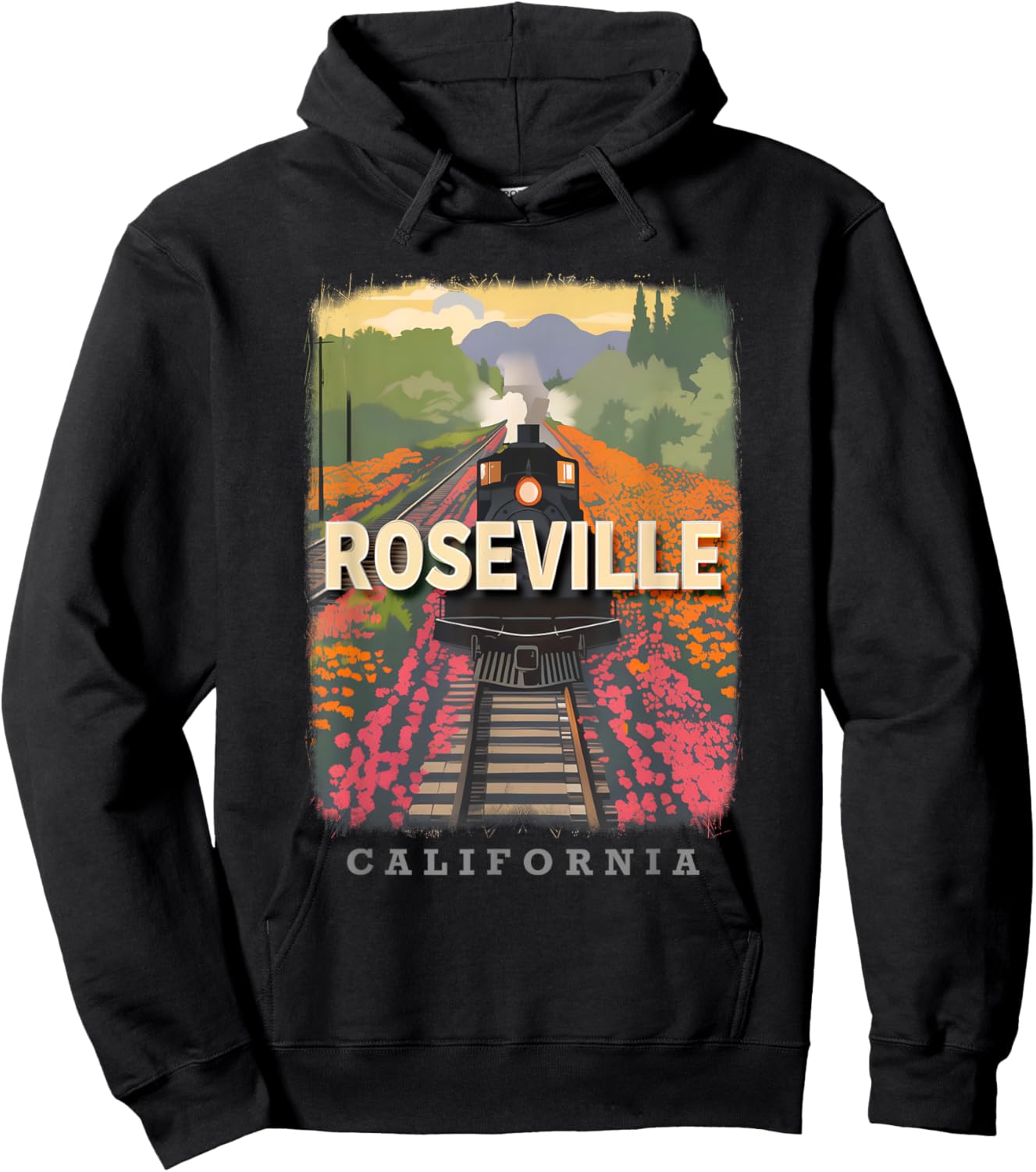 Roseville California CA Historic Railroads SD234 Hoodie - Hoodie | Black