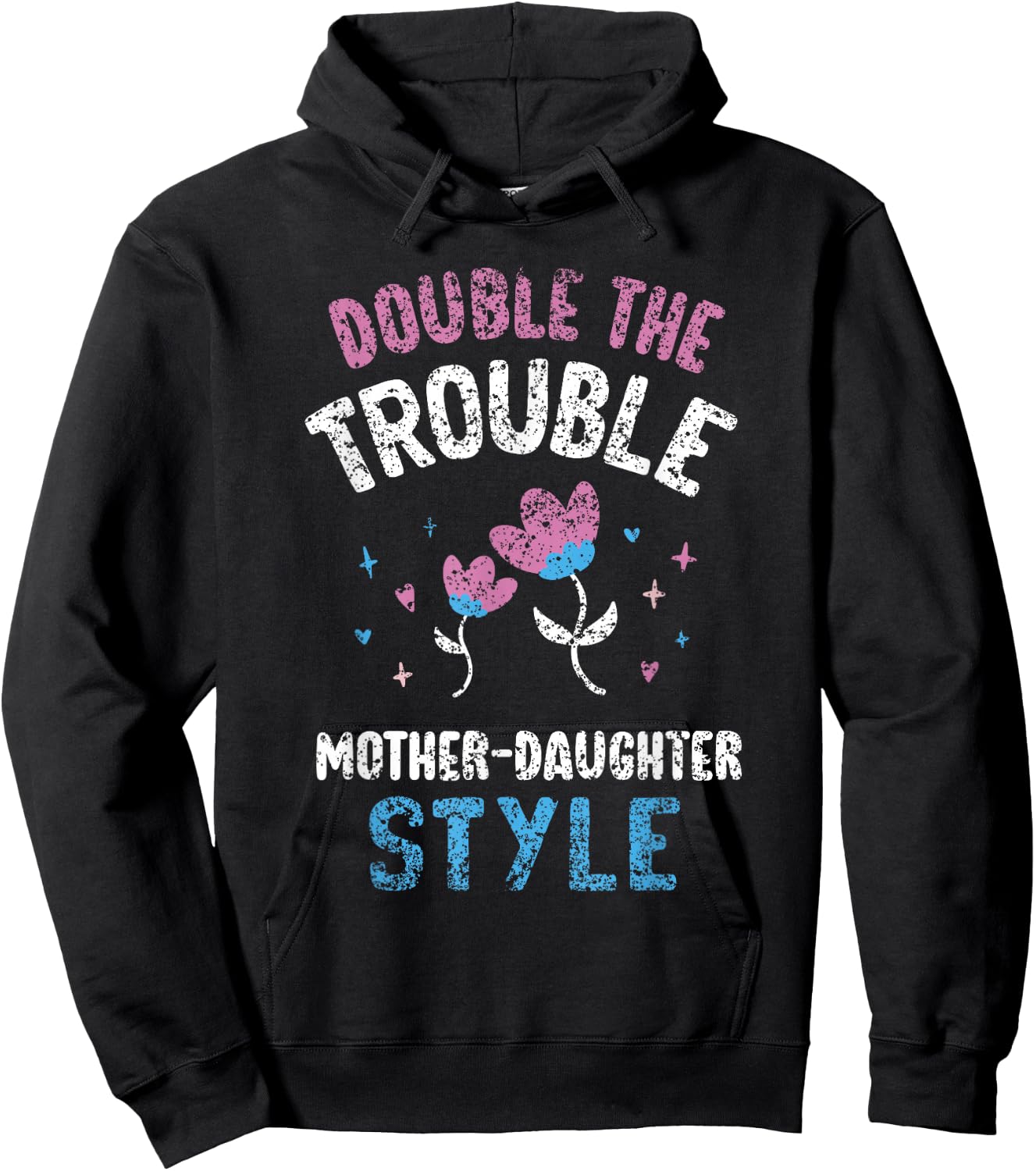 Double The Trouble Mother-Daughter Style Mother Daughter Mom Hoodie - Hoodie | Black