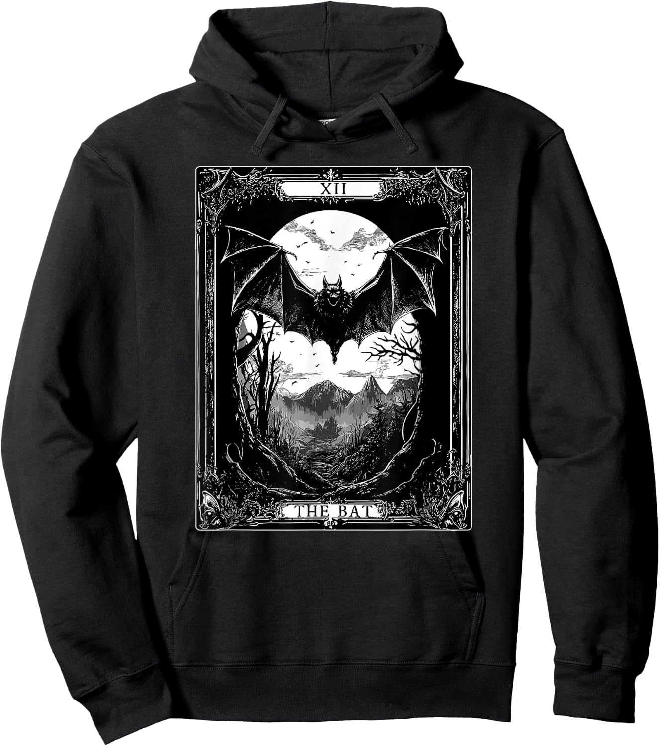 The Bat Tarot Card Vintage Gothic Halloween Hoodie - Hoodie | Black