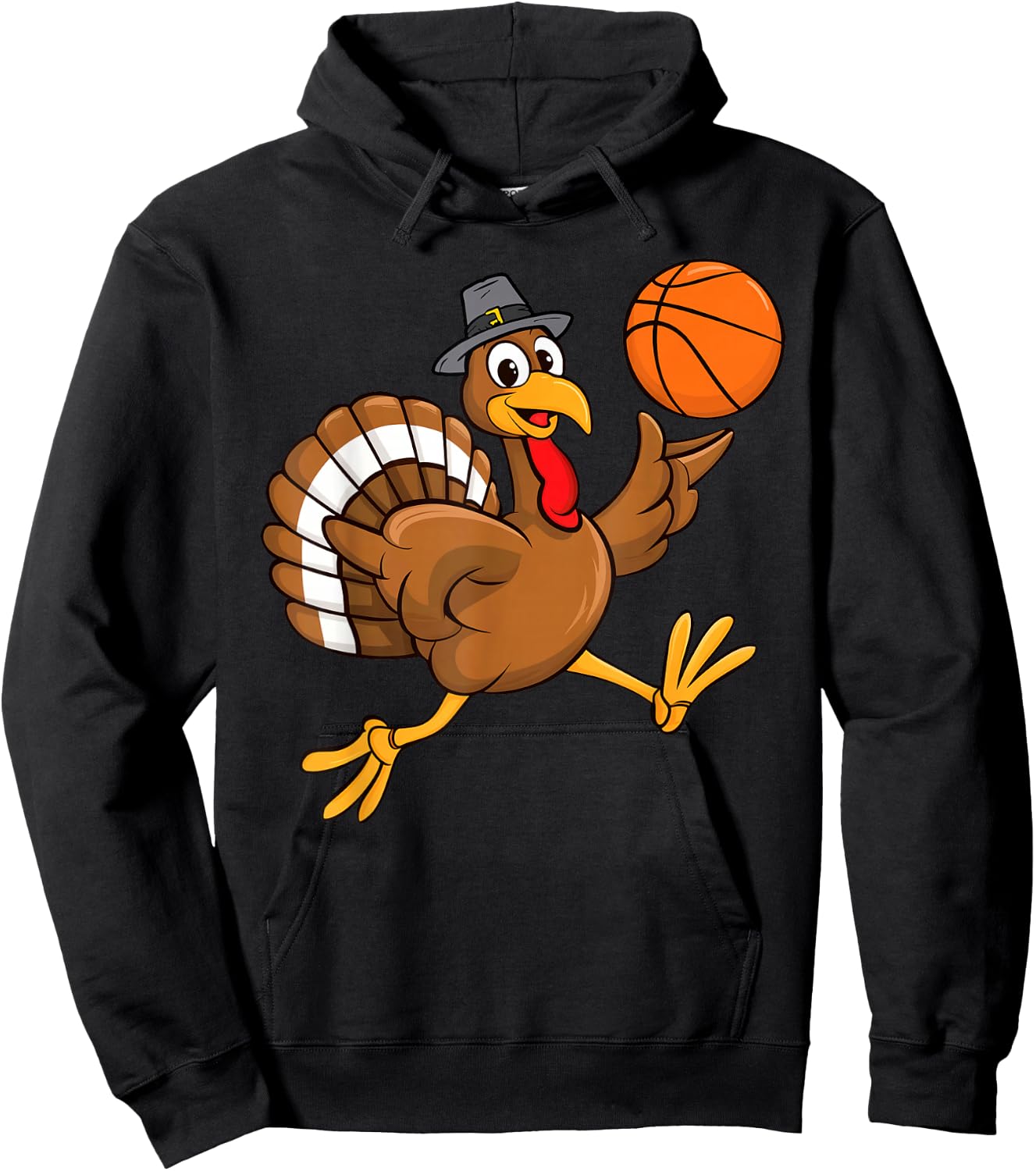 Turkey With Basketball Thankful Thanksgiving Basketball Hoodie - Hoodie | Black