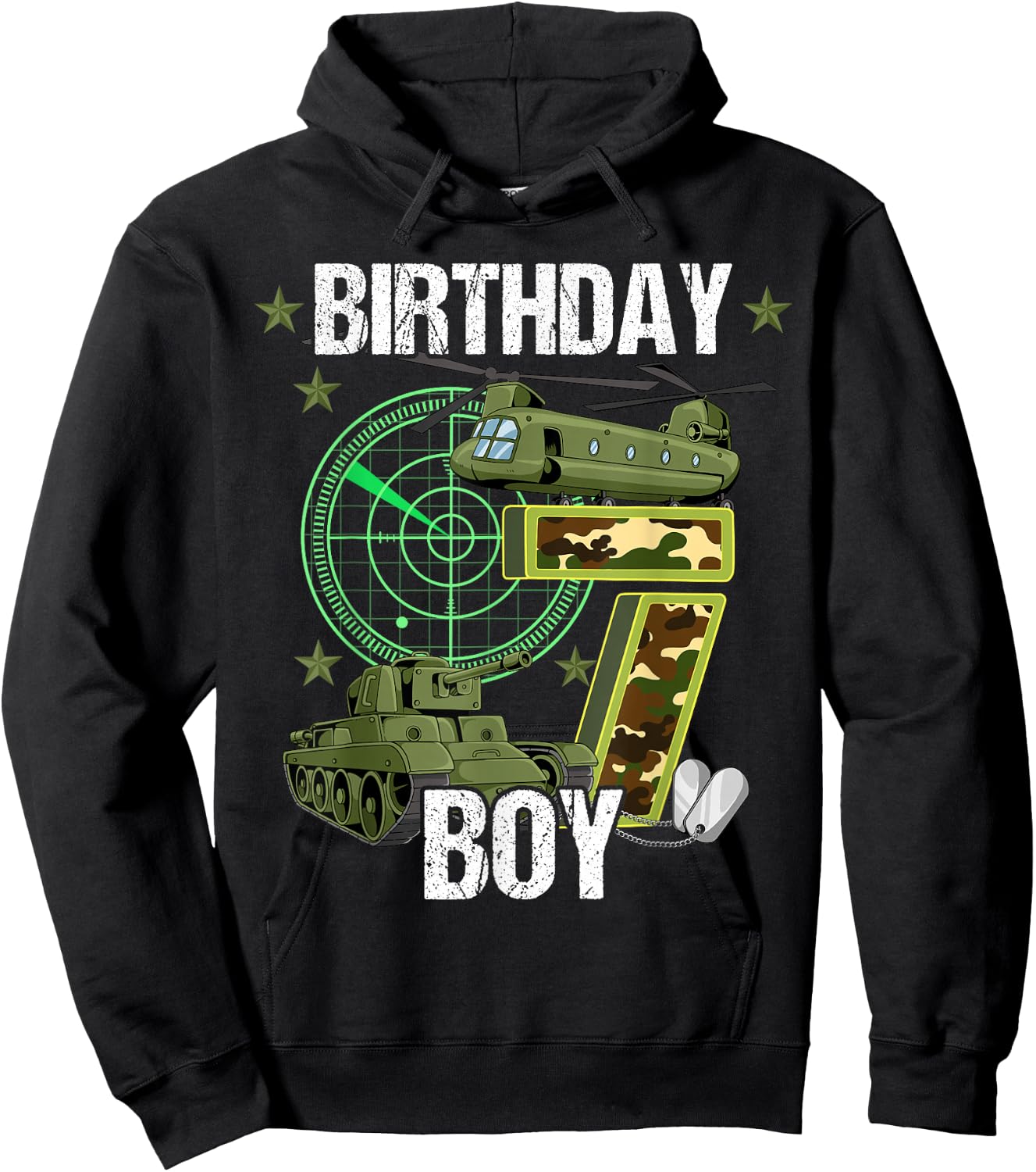 7th Birthday Army Hoodie - Hoodie | Black