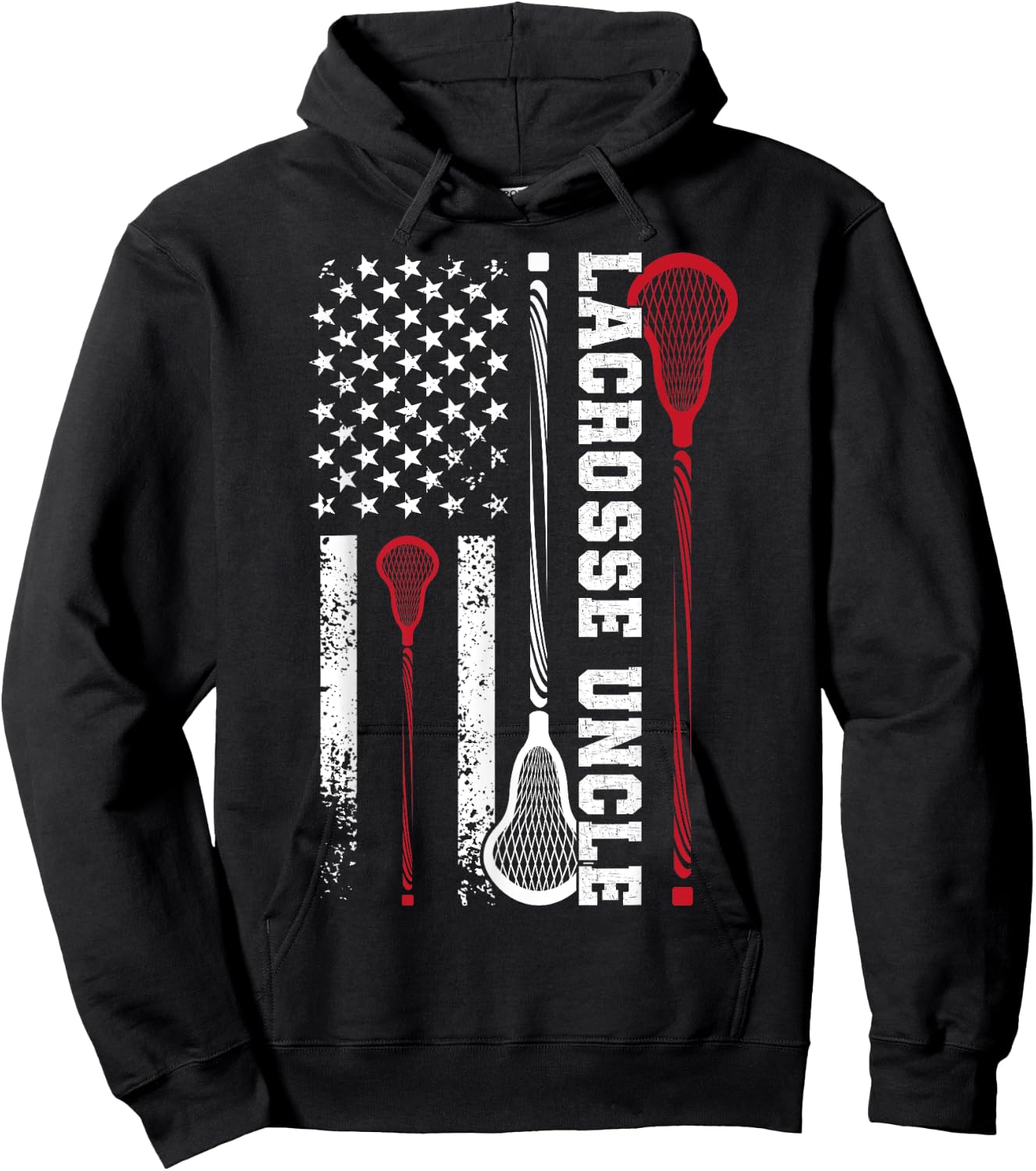 Lacrosse Uncle US Flag Uncle Of A Lacrosse Player Uncle Hoodie - Hoodie | Black