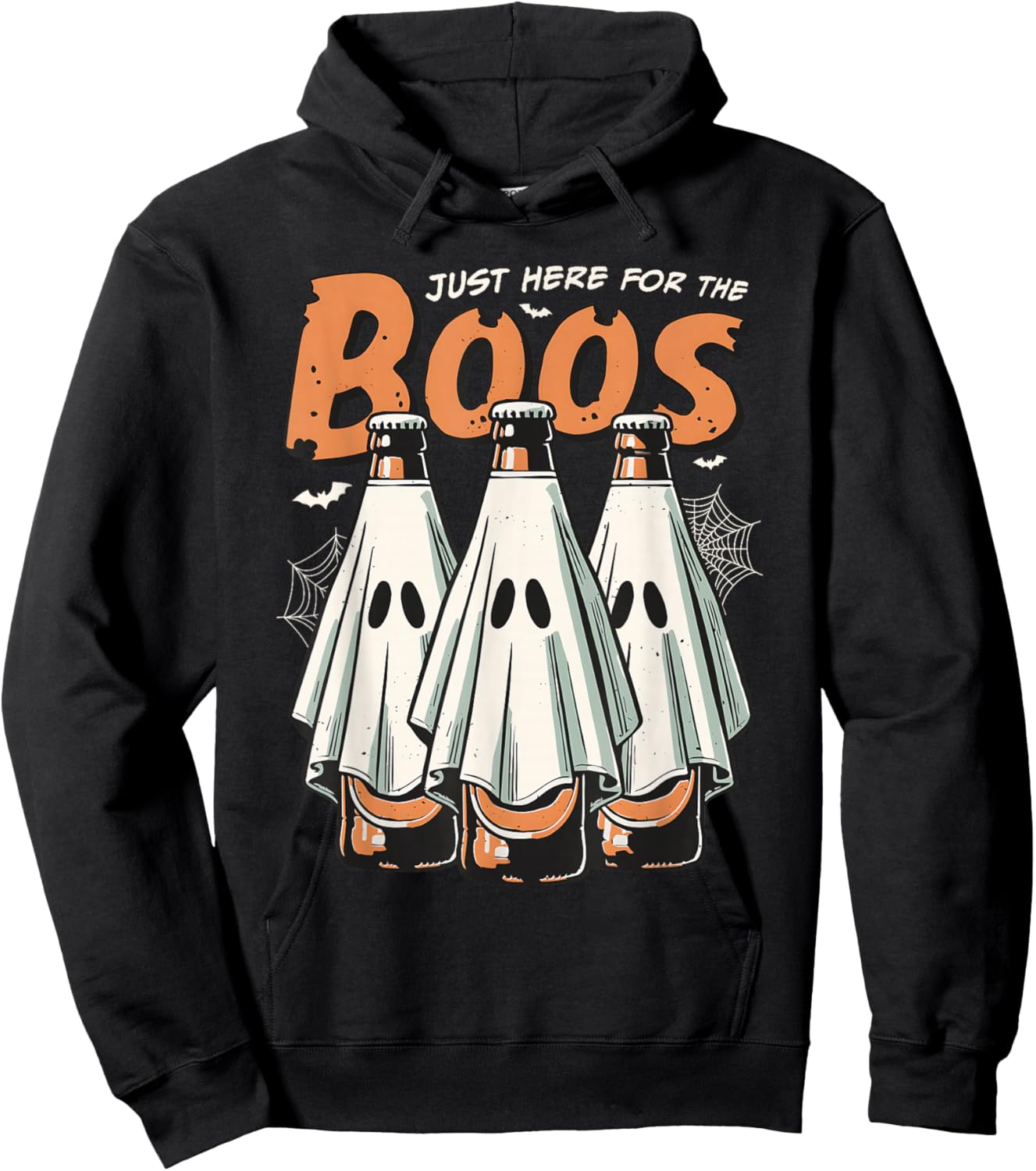Here for the Boos Halloween Booze Ghost Beer Bottles Hoodie - Hoodie | Black