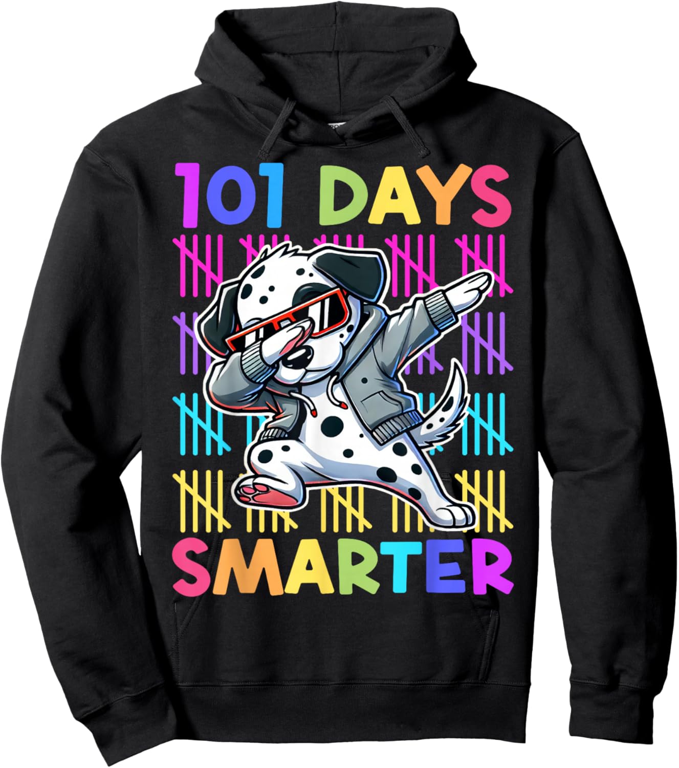 101 Days of School Dabbing Dog Cute 100 Days Smarter Student Hoodie - Hoodie | Black