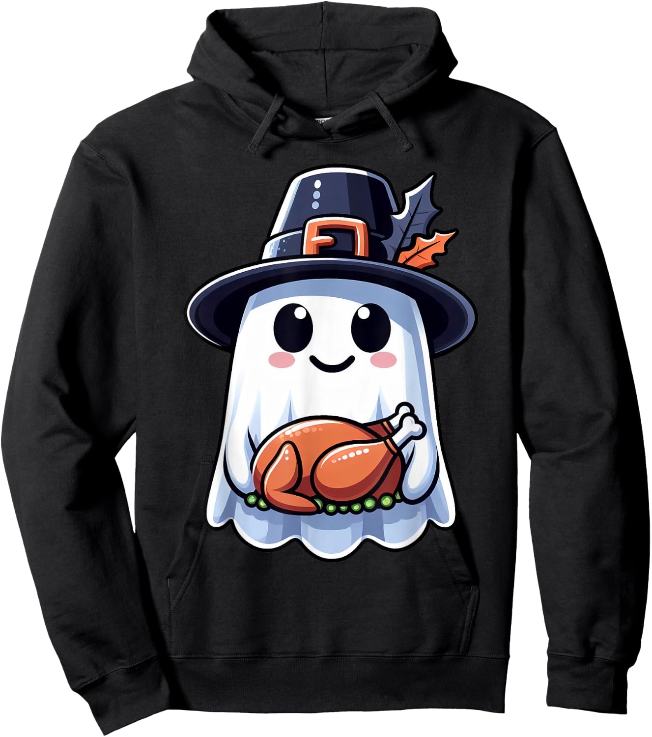 Thanksgiving Ghost Turkey Pocket Cute My Boo Halloween Hoodie - Hoodie | Black