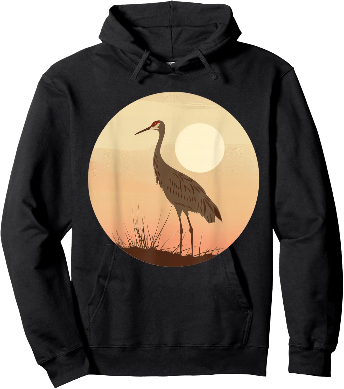 Sandhill Crane Vintage Sunset Hoodie - Hoodie | Black