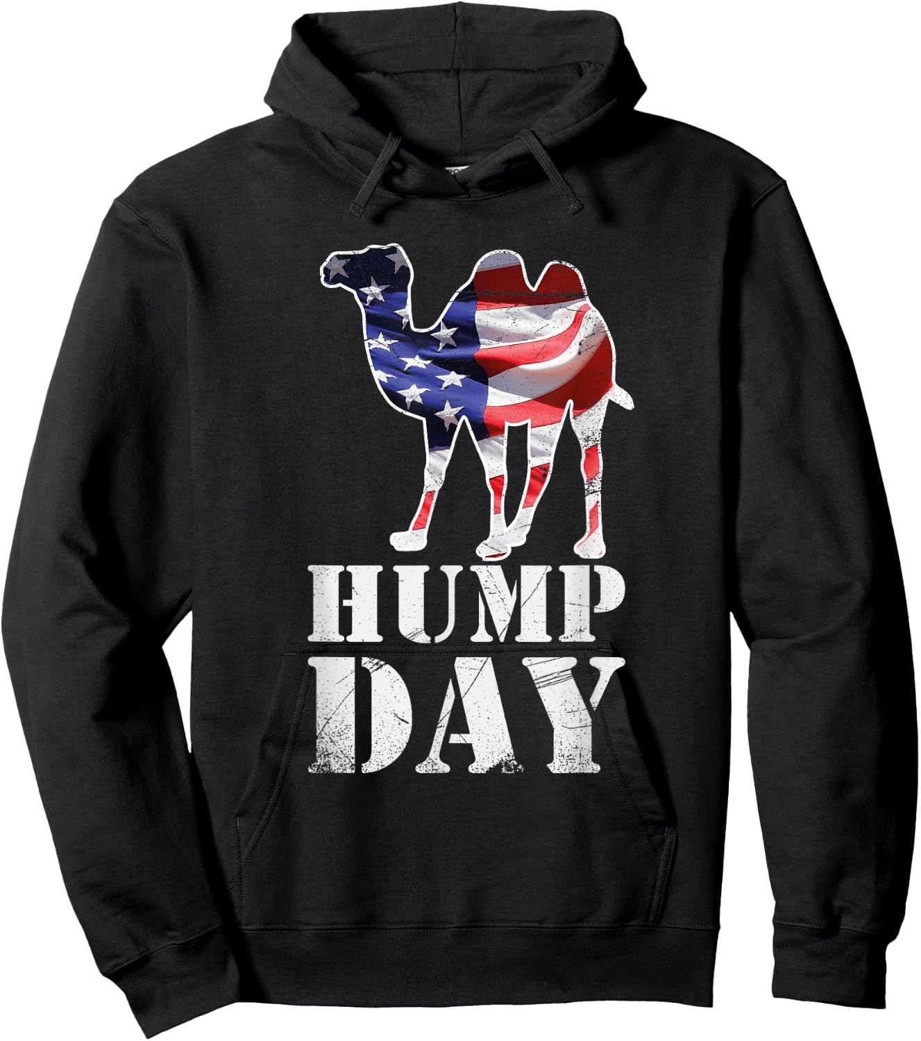 Hump Day American Flag Camel Themed Illustration Art Designe Kids Men Hoodie - Hoodie | Black