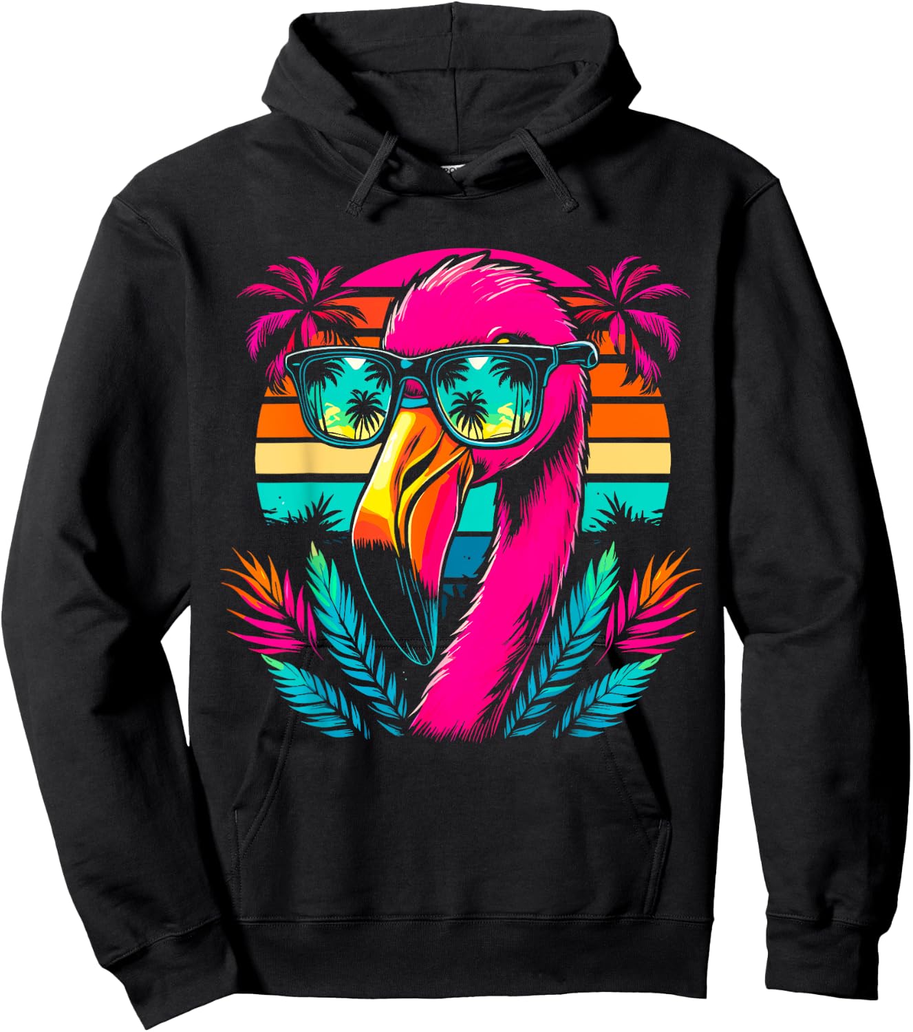 Cool Flamingo with Sunglasses Hoodie - Hoodie | Black