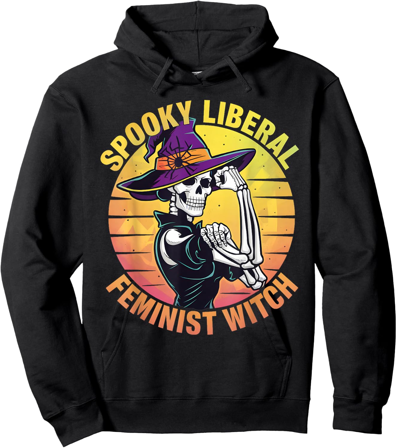 Halloween Skeleton Spooky Liberal Feminist Witch Hoodie - Hoodie | Black