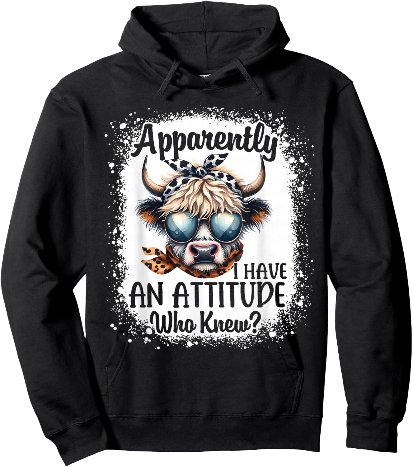 Apparently I Have An Attitude Who Knew Bleached Highland Cow Hoodie - Hoodie | Black