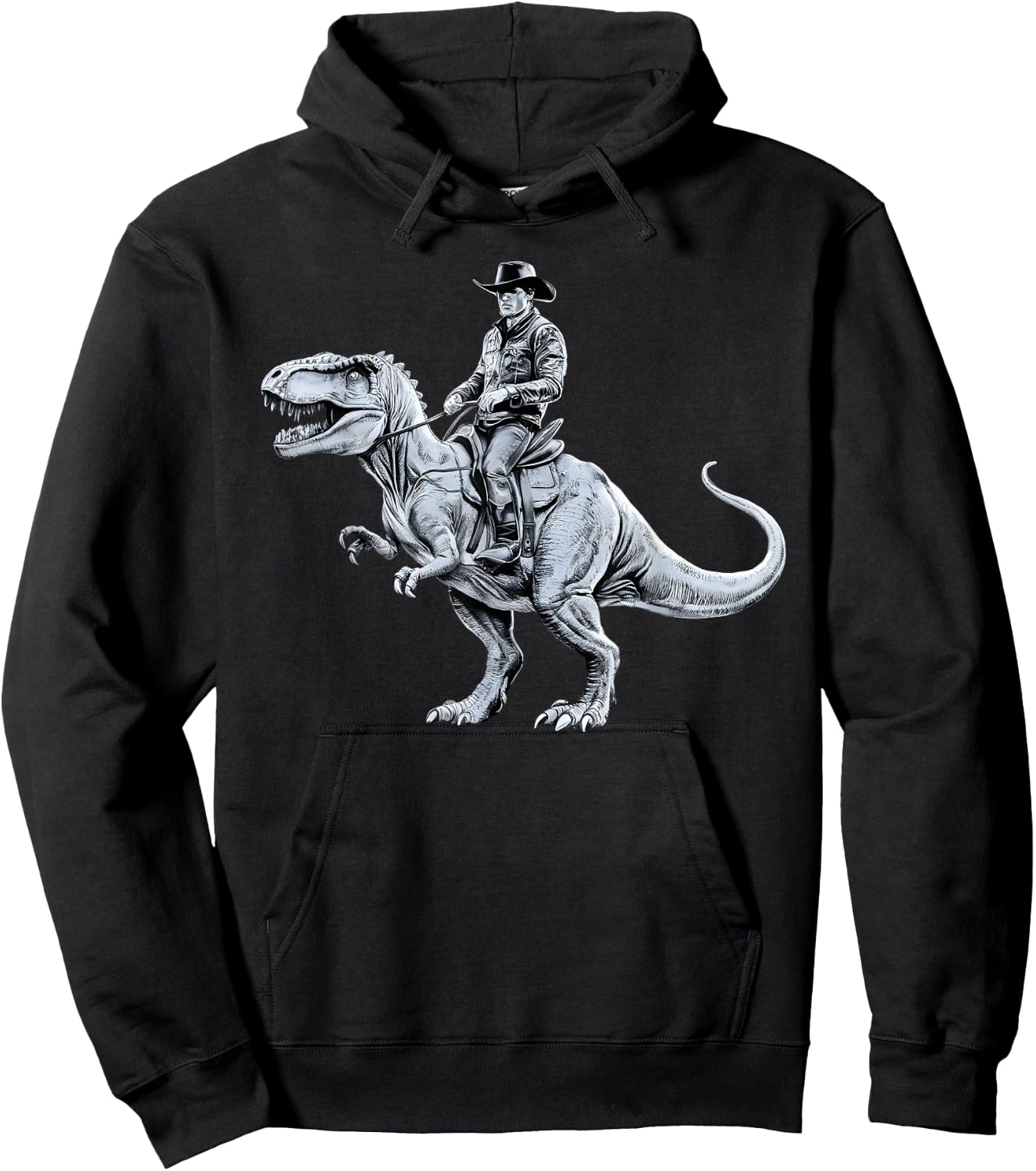 Dinosaur Funny Cowboy Cowgirl Western Country Graphic art Hoodie - Hoodie | Black
