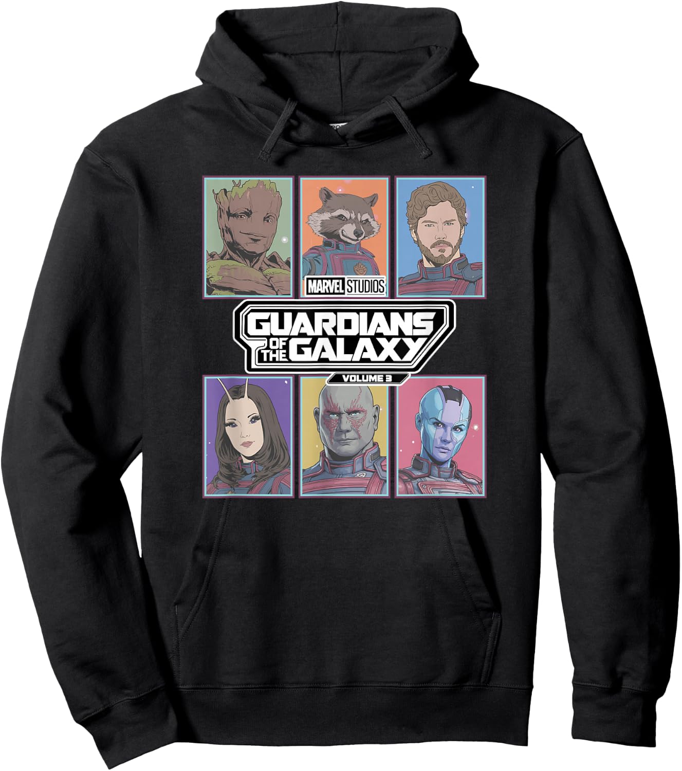 Marvel Guardians of The Galaxy Vol. 3 Retro Trading Cards Hoodie - Hoodie | Black