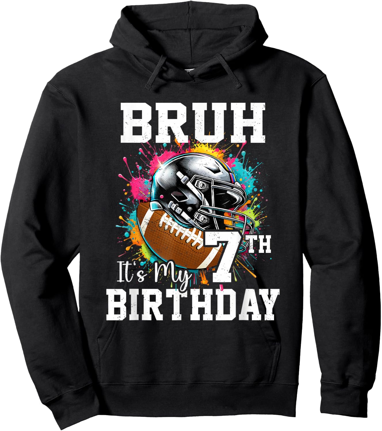 Bruh It's My 7th Birthday 7 Years Old Football Player Hoodie - Hoodie | Black