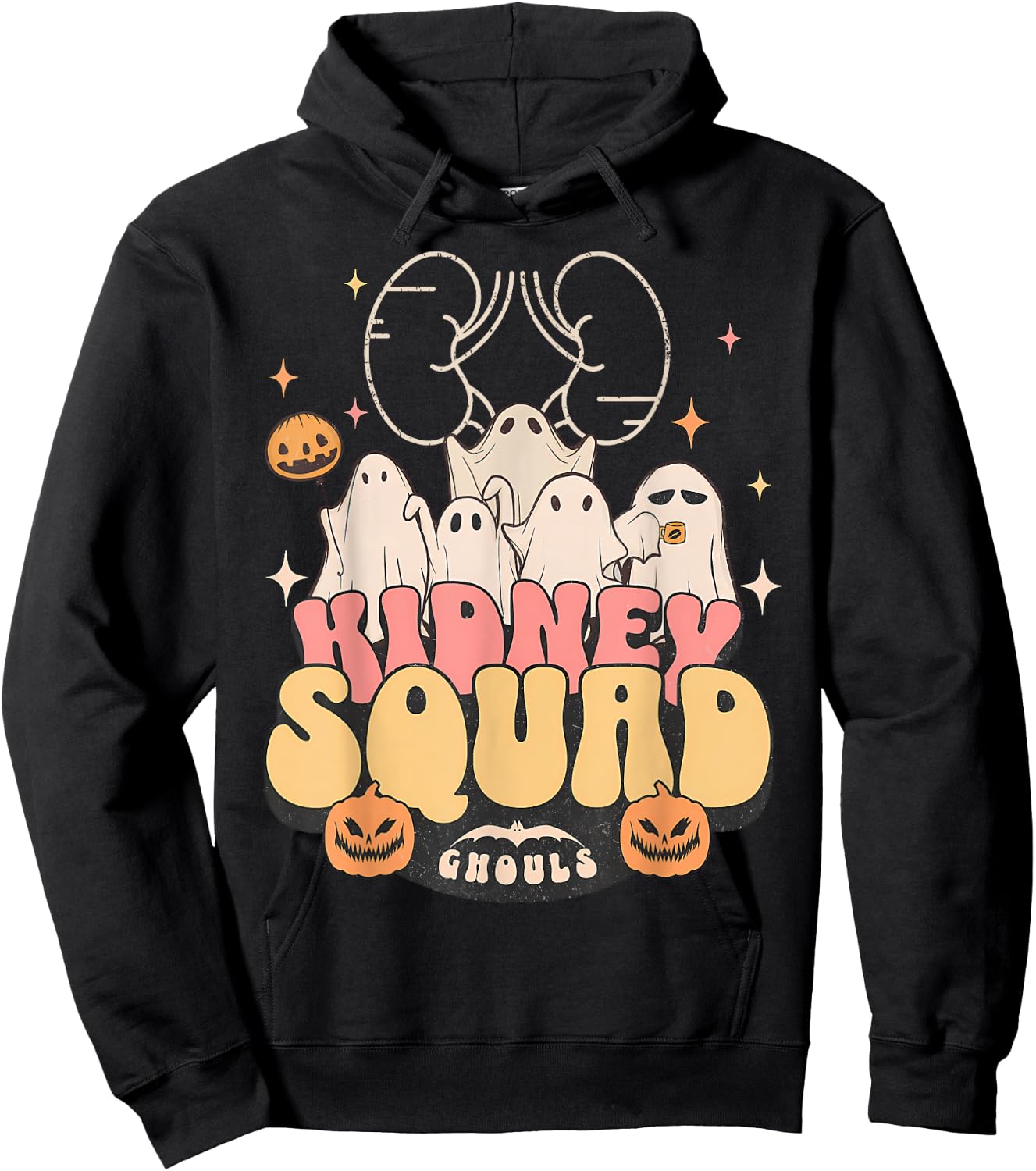 Nurse Kidney Squad Halloween Cute Ghost Nurse Dialysis RN Hoodie - Hoodie | Black