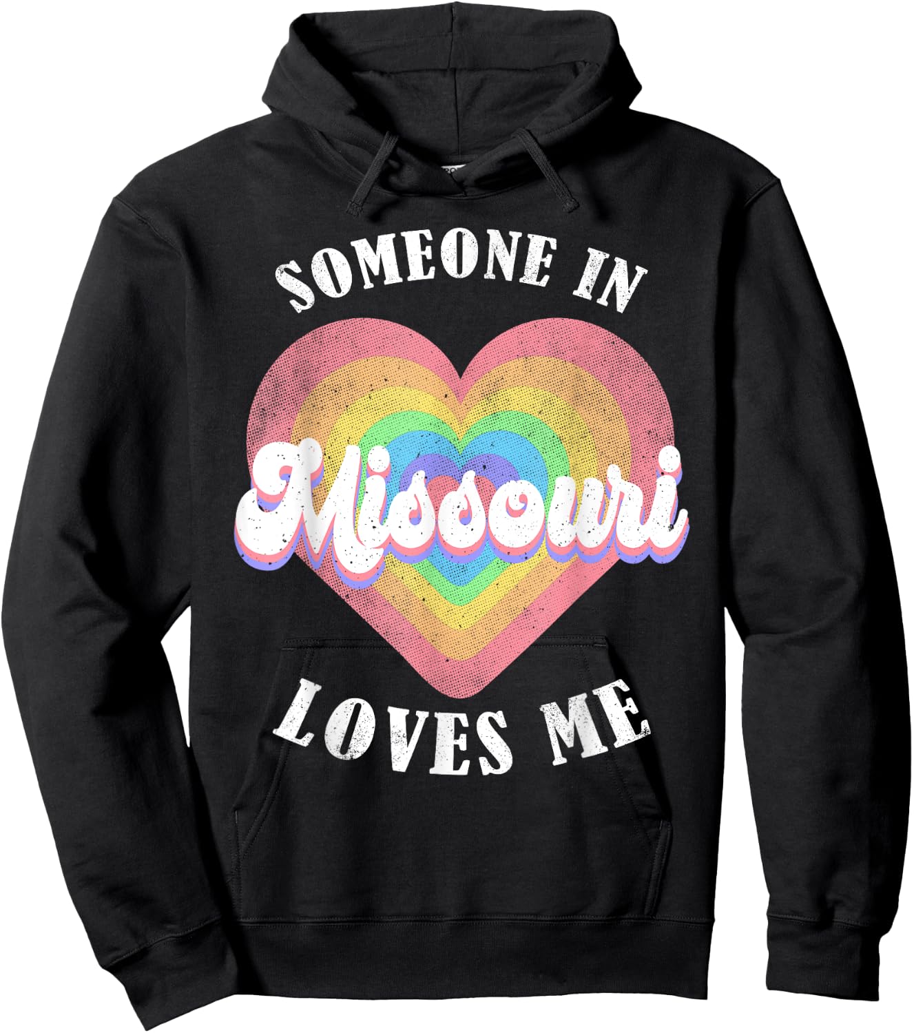 Someone In Missouri Loves Me Heart Retro Groovy Hoodie - Hoodie | Black