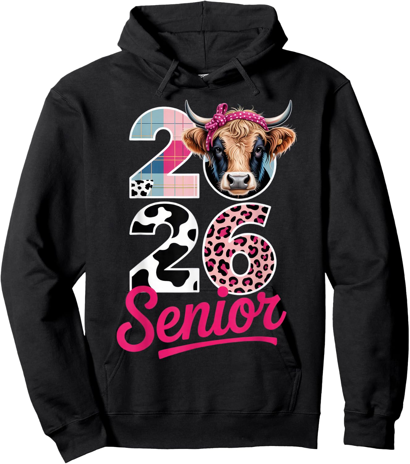 2026 Senior Cow Lovers Graduation Funny Class Shirt for Hoodie - Hoodie | Black