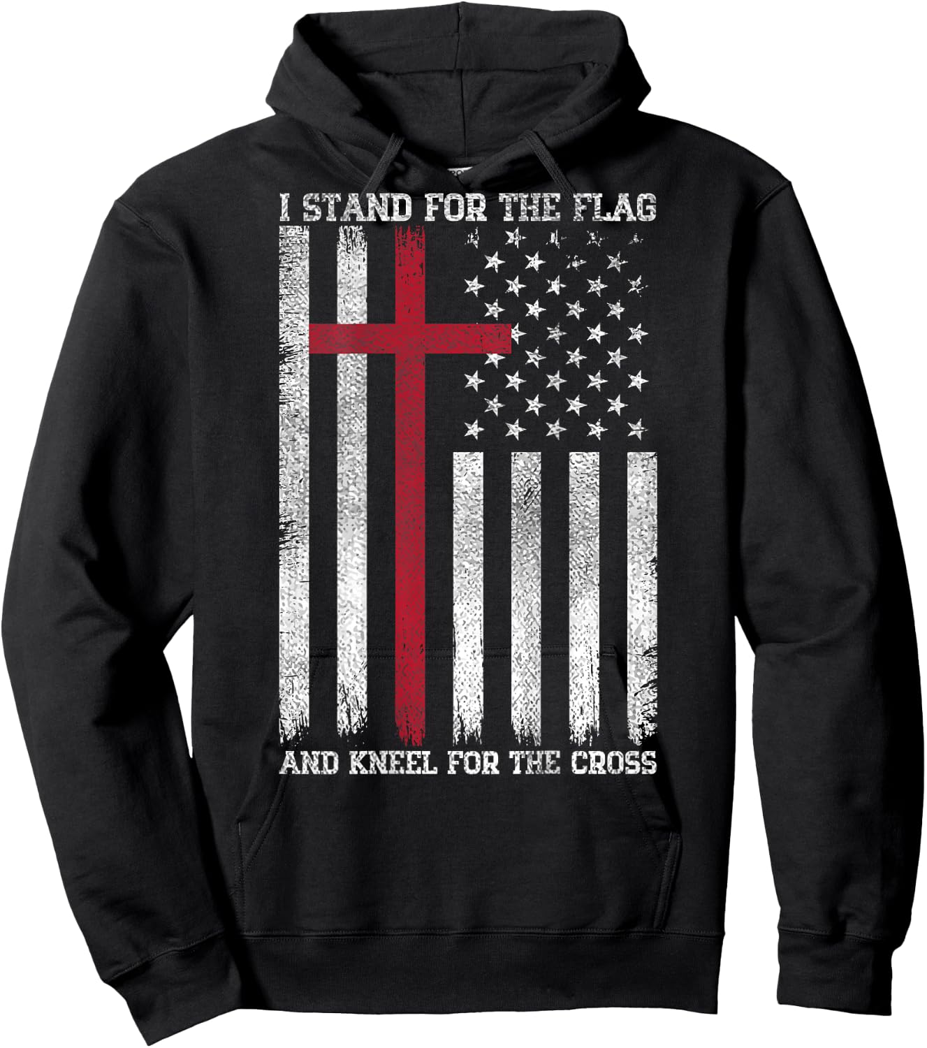 I Stand for The Flag Kneel for The Cross USA American Flag Hoodie - Hoodie | Black