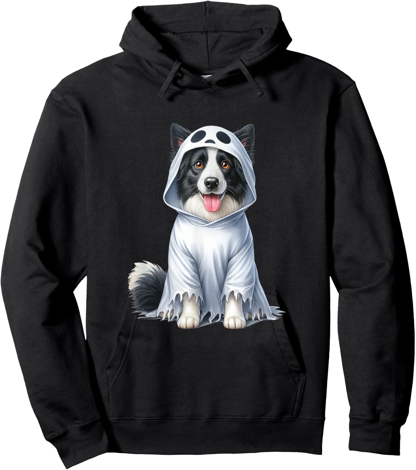 Halloween costume funny ghost dog border collie Hoodie - Hoodie | Black