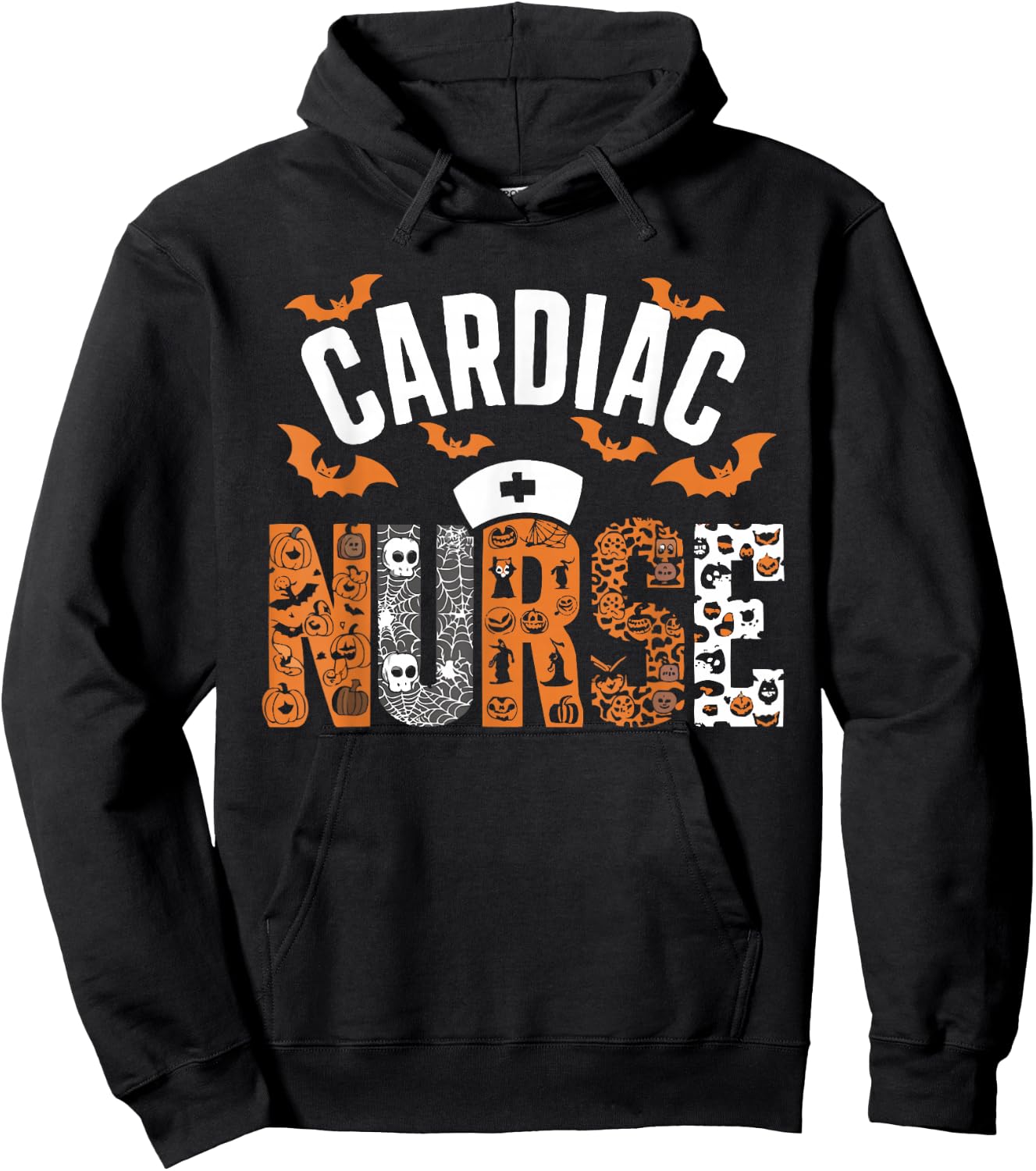 Halloween Cardiac Nurse Spooky Nursing Trick Or Treat Hoodie - Hoodie | Black