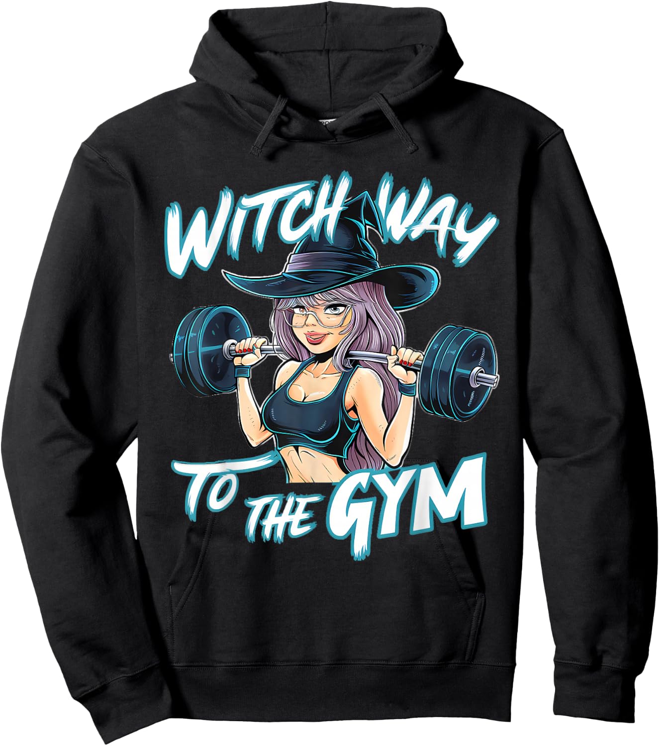 Witch Way to the Gym Halloween Workout Fitness Anime Hoodie - Hoodie | Black
