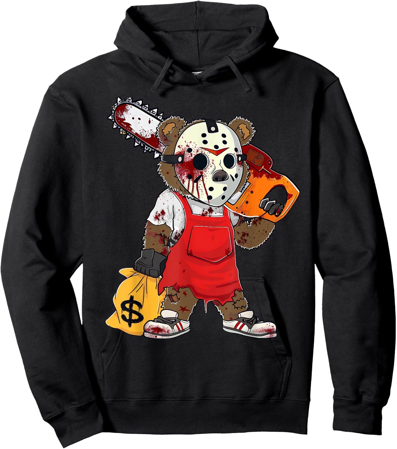 Scary Halloween Costume Hip Hop Lover Teddy Bear Horror Hoodie - Hoodie | Black