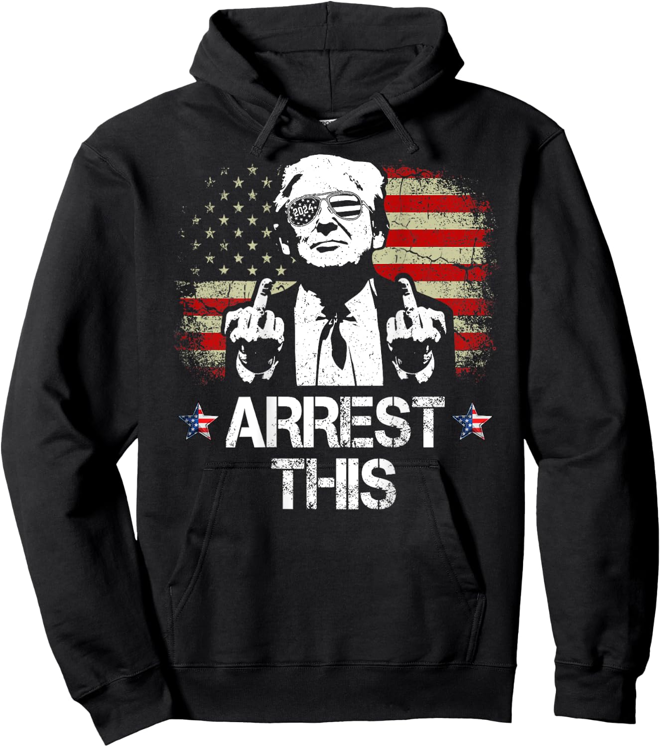 Arrest This Trump Middle Fingers Pro Trump 2024 (On Back) Hoodie - Hoodie | Black