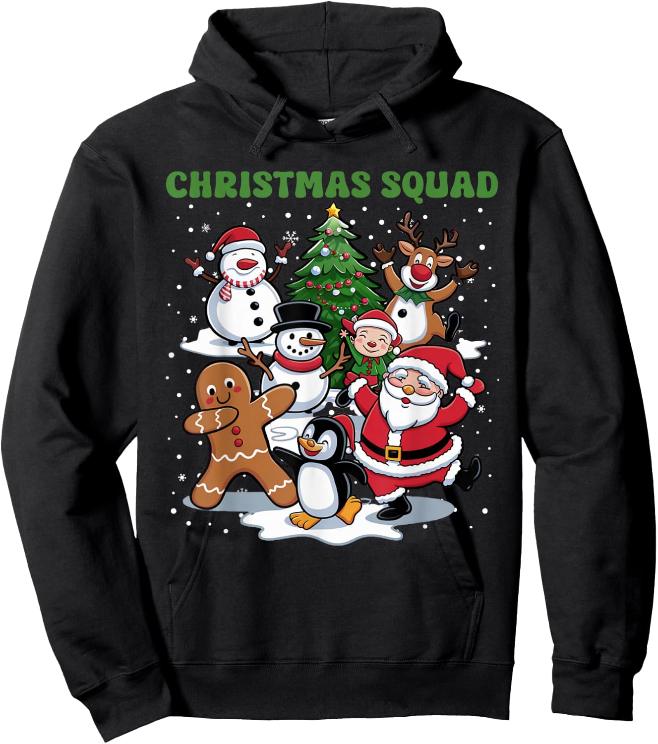 Christmas Squad Dancing Santa and Friends Cute Xmas Hoodie - Hoodie | Black