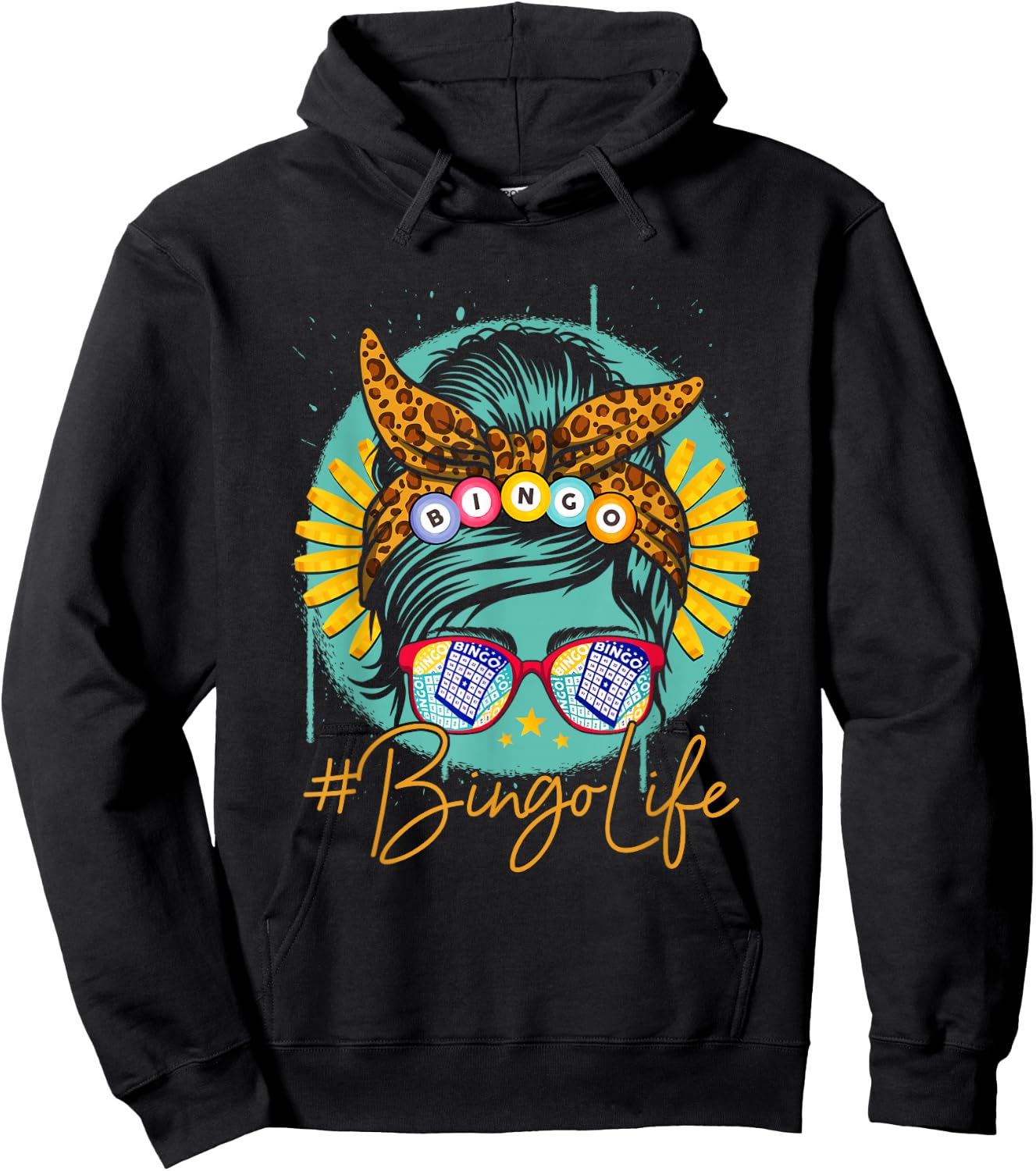 Bingo Life Messy Bun Hair Bingo Lover Grandma Mama Bingolife Hoodie - Hoodie | Black