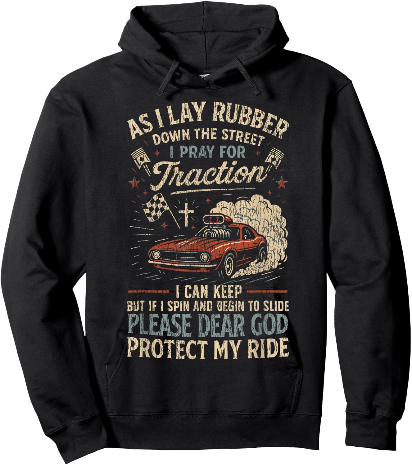 Drag Racing Race Car Prayer Vintage Retro As I Lay Rubber Hoodie - Hoodie | Black