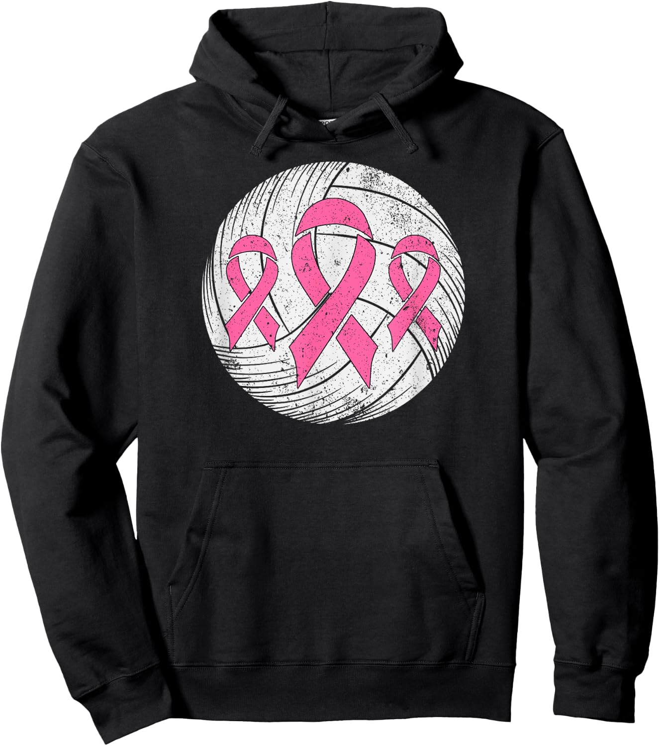 Volleyball Player Pink Ribbon Breast Cancer Awareness Hoodie - Hoodie | Black