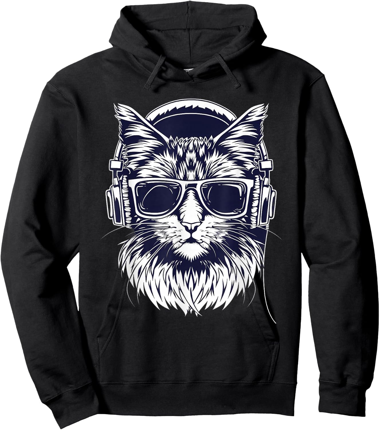 DJ Cat Techno Music Headphones Beatmaker Cat Music DJ EDM Hoodie - Hoodie | Black