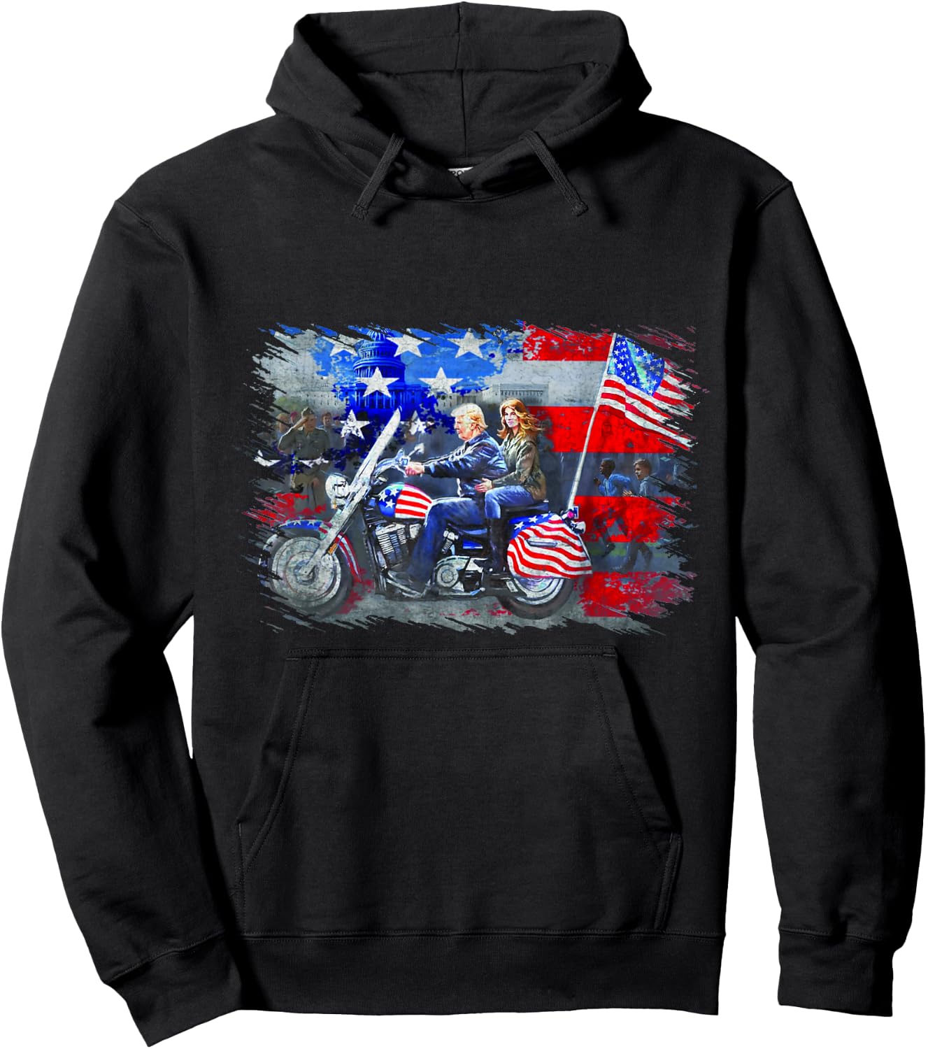 Funny Trump, Motorcycle Trump , Biker Trump Hoodie - Hoodie | Black