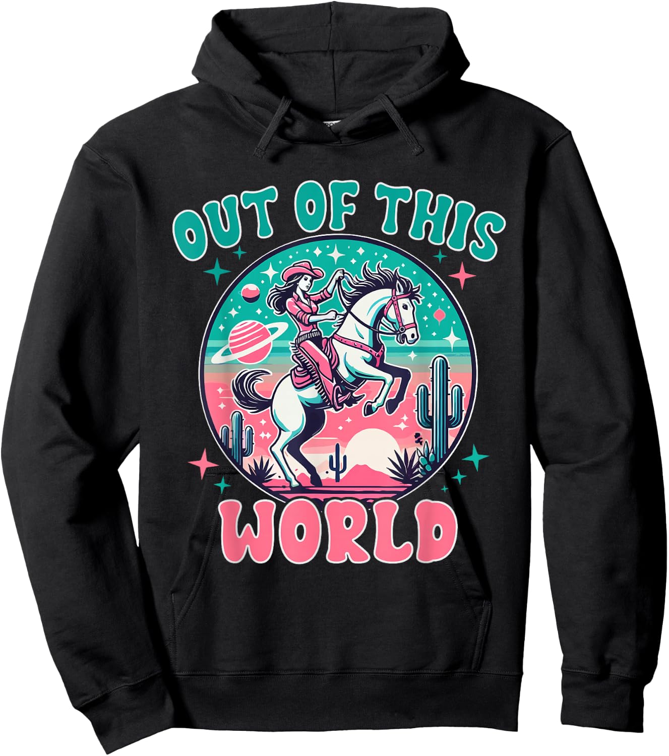 Space Cowgirl Outfit Cosmic Costume Galactic Western Riding Hoodie - Hoodie | Black