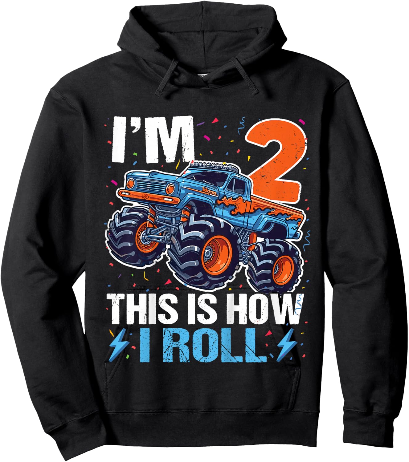2nd Birthday Monster Truck 2 Year Old Boys 2nd Party Hoodie - Hoodie | Black