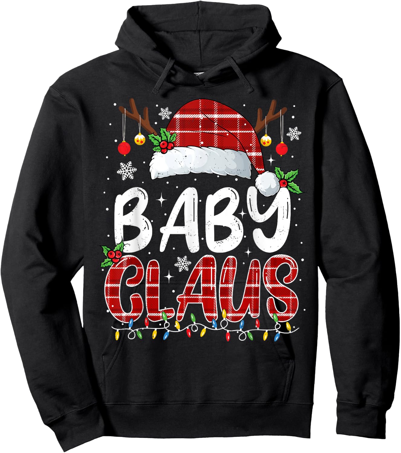 Baby Claus Christmas Lights Pajama Family Matching Hoodie - Hoodie | Black