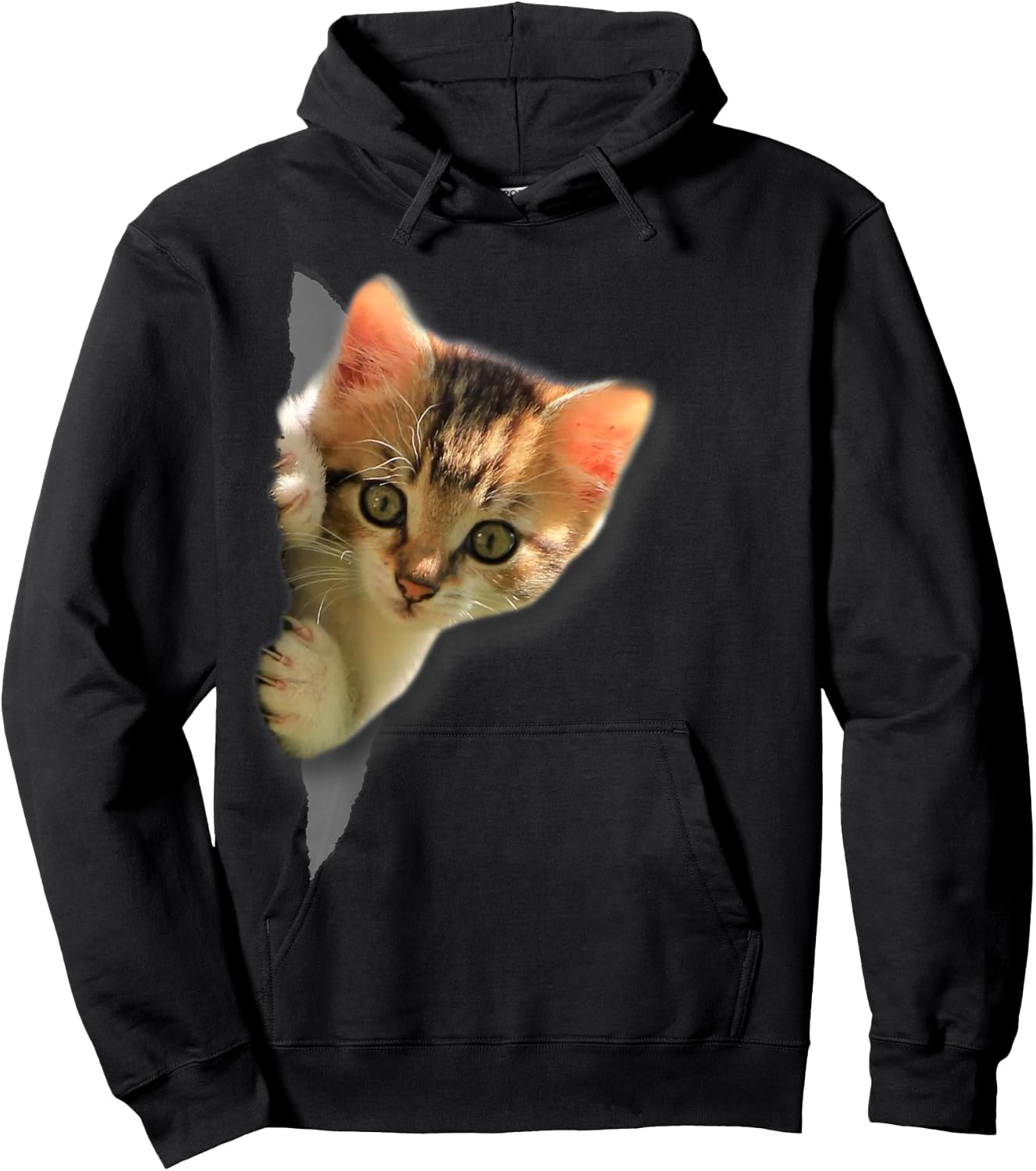 Funny Kitten Torn Cloth Funny Cat Lover Cat Owner Cat Lady Hoodie - Hoodie | Black