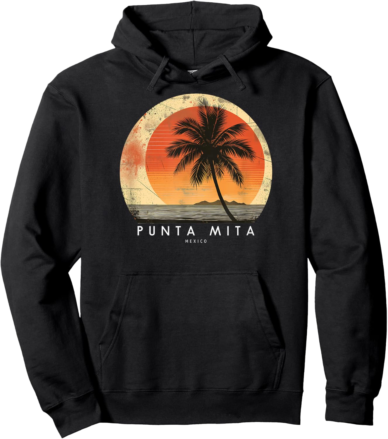 Punta Mita Mexico Nayarit Beach Vacation Vintage Sunset Hoodie - Hoodie | Black