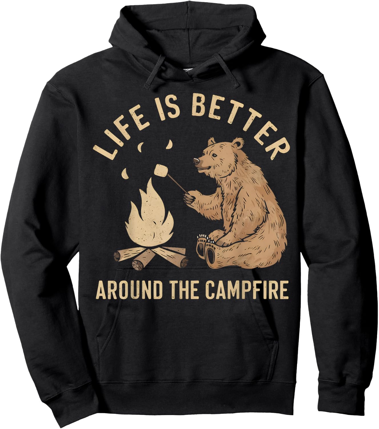 Funny Camping Life is Better Around The Campfire Bear Hoodie - Hoodie | Black