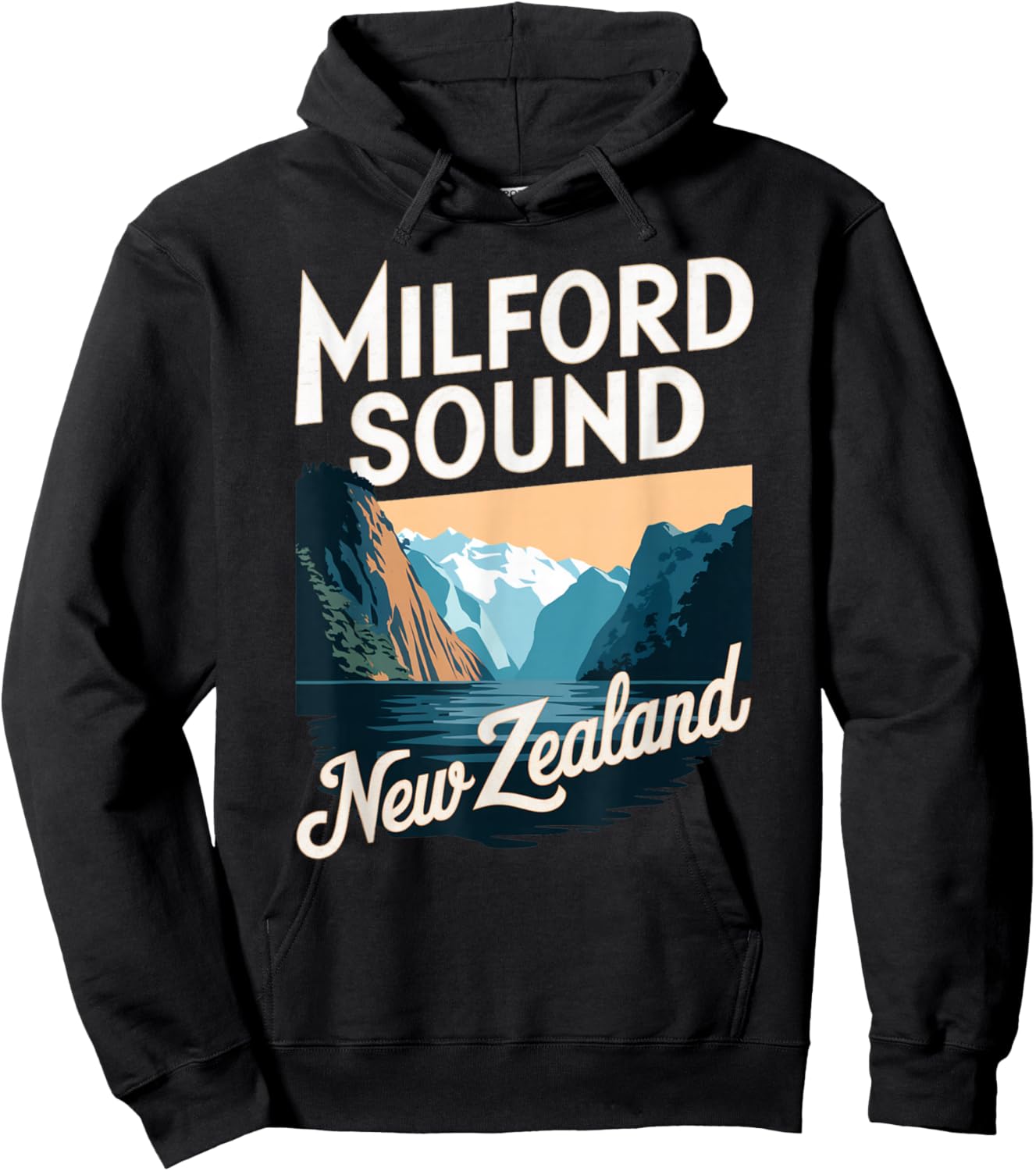 Explore Scenic Milford Sound in New Zealand Hoodie - Hoodie | Black